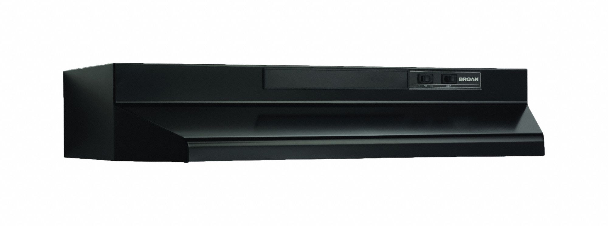 Range Hood: 30 in Wide, Black, Steel Housing, 260 cfm, 7 sones, 2 Speeds, Rectangular Duct, 115V AC