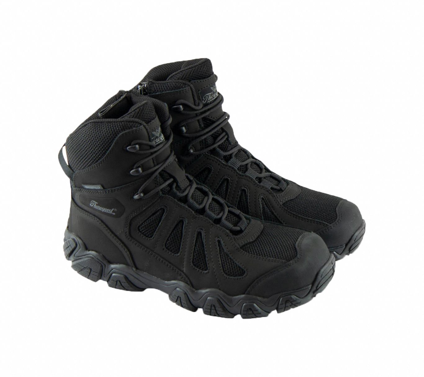 Hiker Boot: Men's, 10-1/2, M, 6 in Ht, Black/Gray, 834-6295, Lace Up, Plain, 1 PR