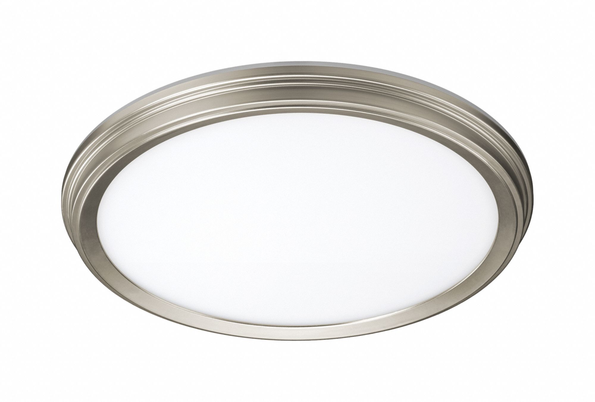 LED Flush Mount: 11 in Dia, Brushed Nickel, 1 3/4 in Ht, 900 lm, 3000K/4000K/5000K, 14 W, 120V AC