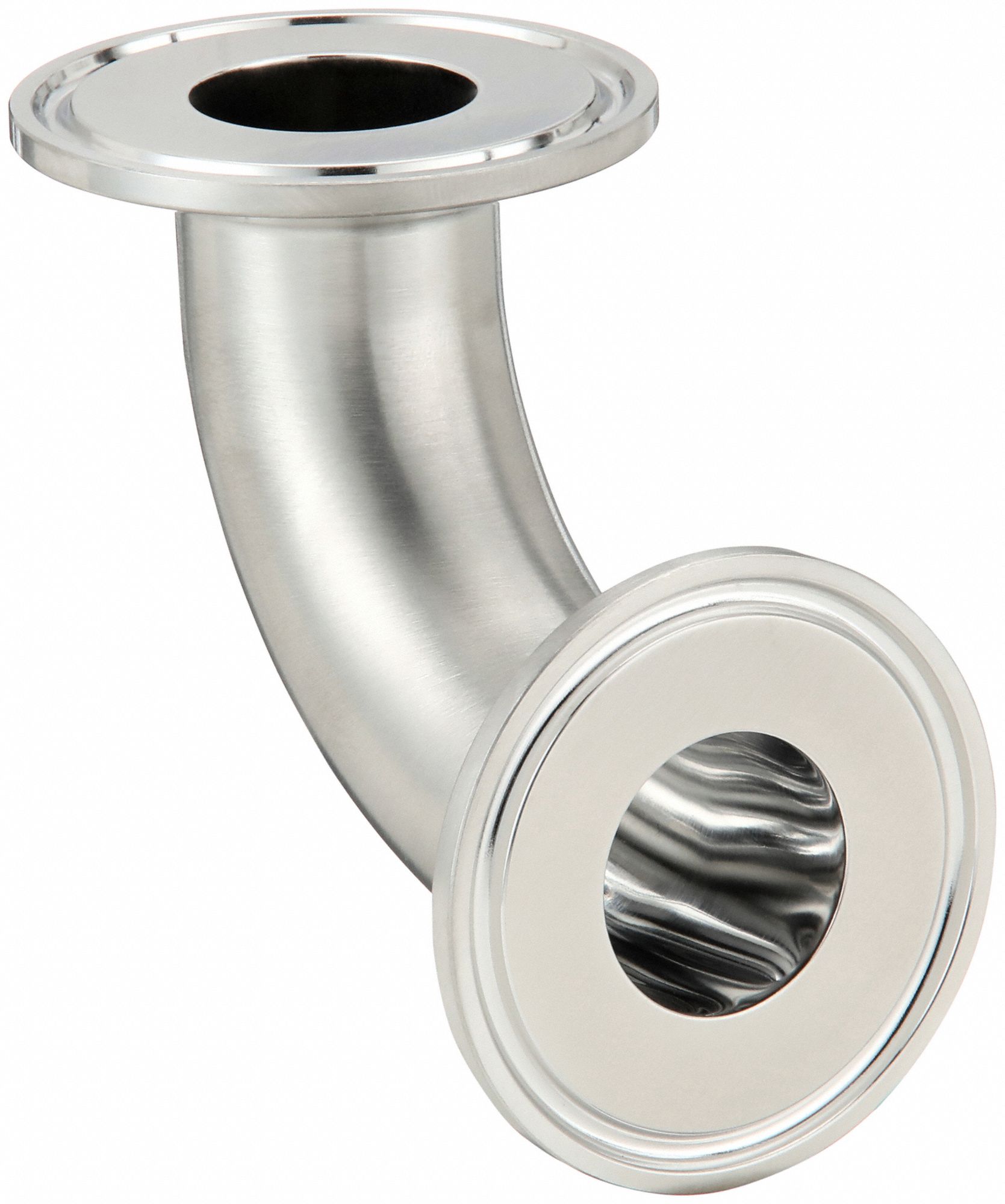 Sanitary Fitting Elbow: 90° Elbow, 4 in OD x 4 in OD Size, Clamp, 316L Stainless Steel