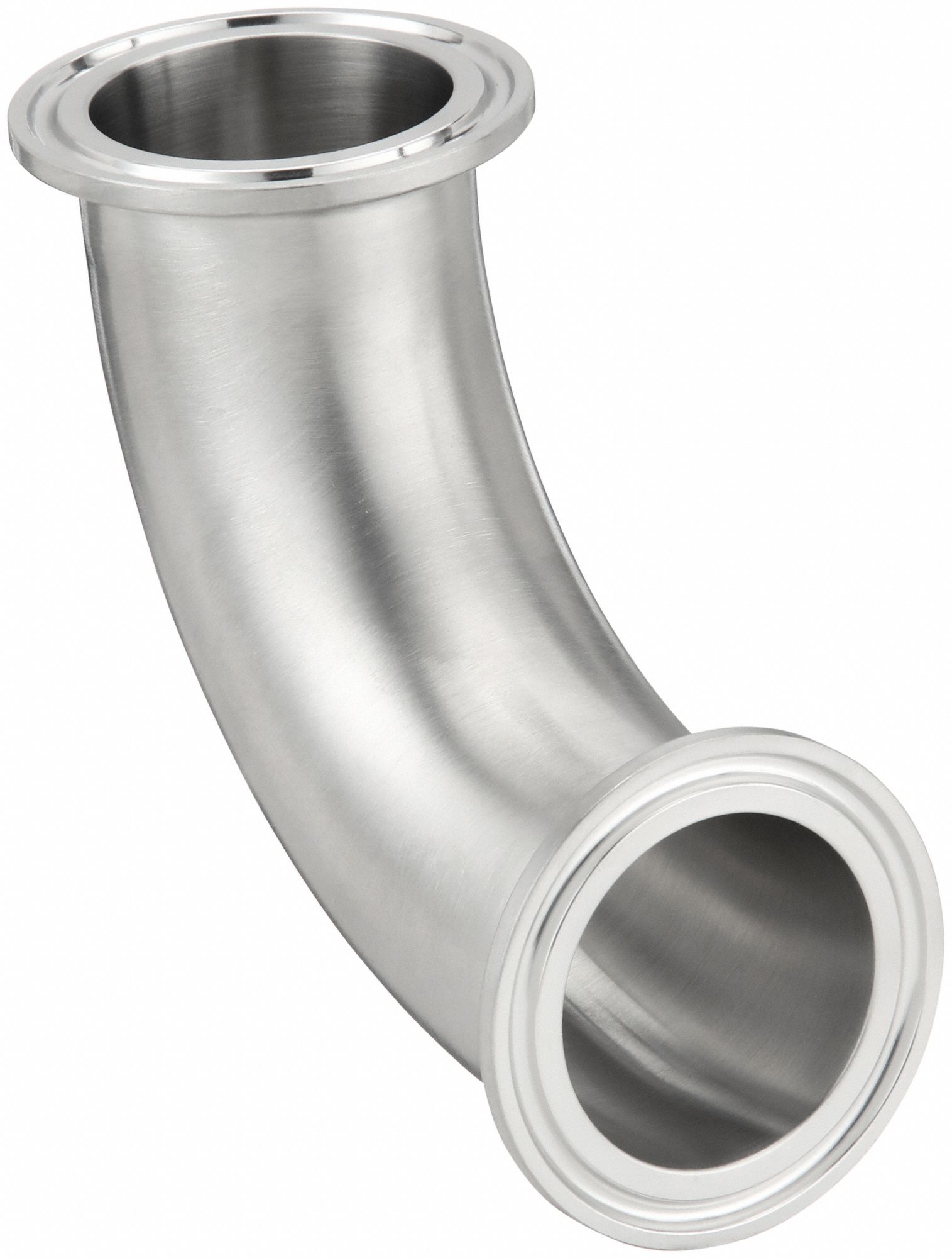 Sanitary Fitting Elbow: 90° Elbow, 1 1/2 in OD x 1 1/2 in OD Size, Clamp, 316L Stainless Steel