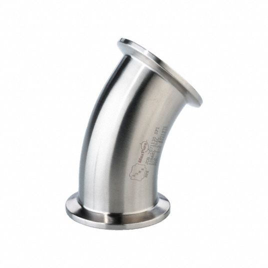 Elbow: 6MO Stainless Steel, Clamp x Clamp, 1 1/2 in x 1 1/2 in Tube OD, 32  RA, ASME BPE