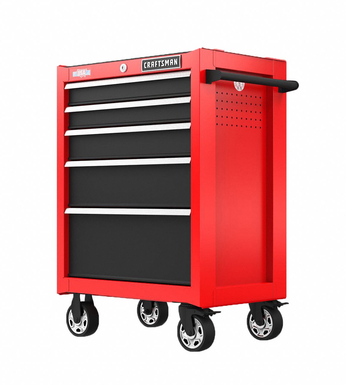 CABINETS,5 DRAWERS,18 IN D,26 IN W,RED