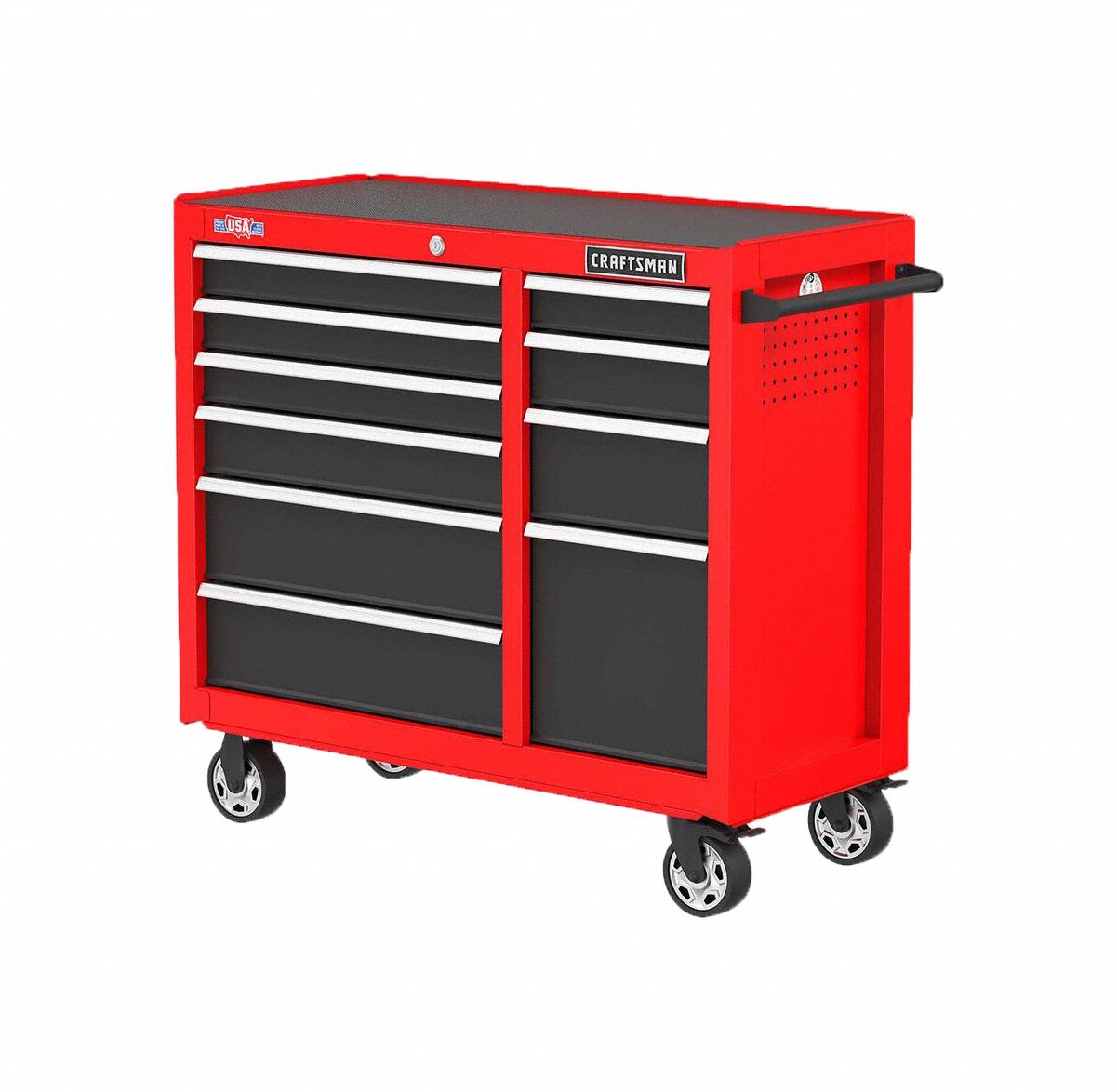 CABINETS,10 DRAWERS,18 IN D,41 IN W,RED