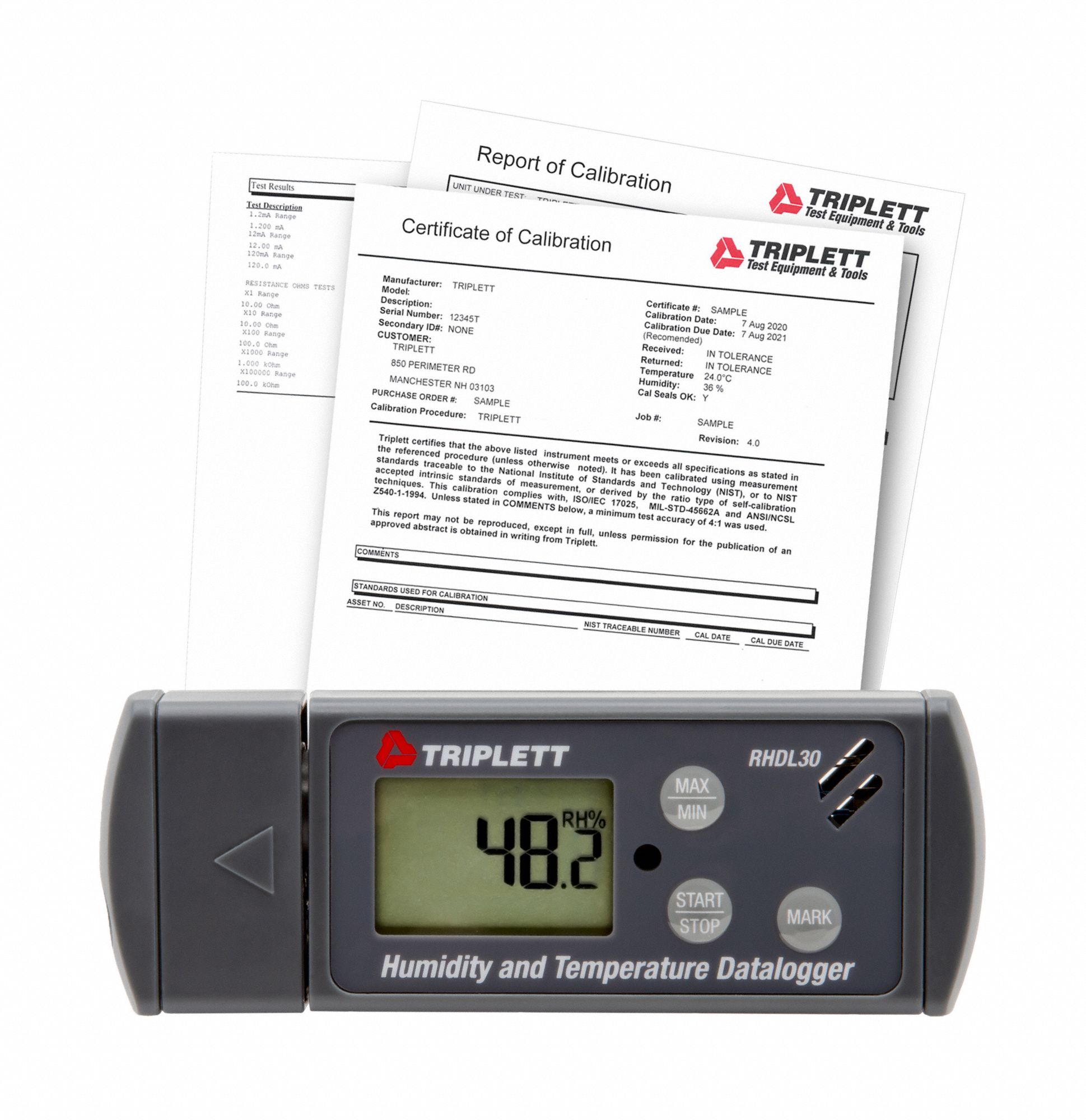 TEMPERATURE DATA LOGGER, 0.1%TO 99.9% RELATIVE HUMIDITY MEASURED, -22 ° F TO 158 ° F, INCLUDED