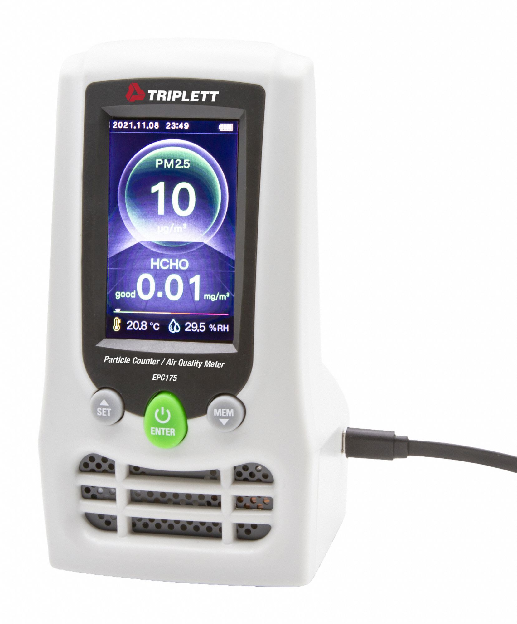 Particle Counter: Not Certified, Air Temp/Indoor Air Quality/Relative Humidity, 2 Channels