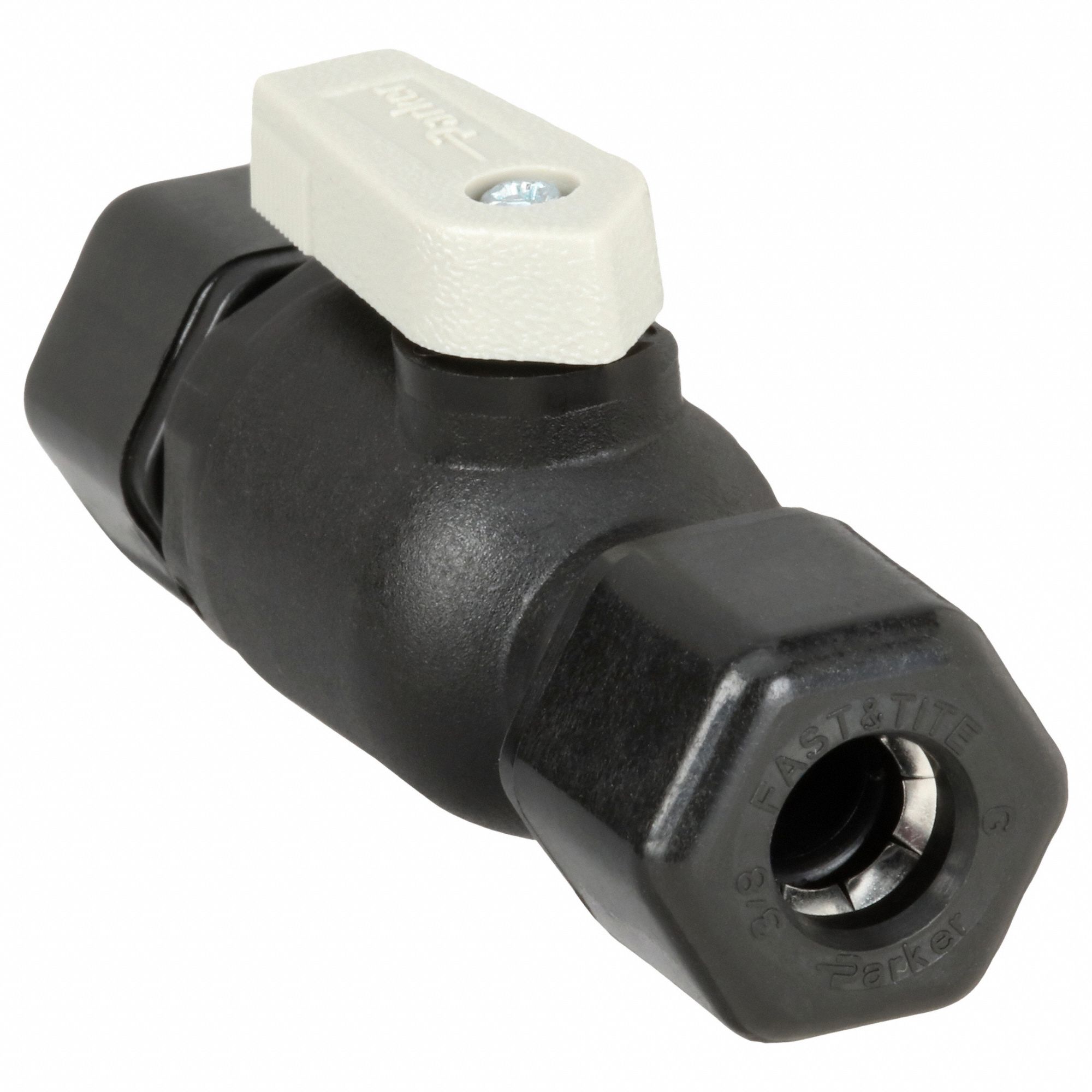 Manual Two-Way Ball Valve: 3/8 in, Polypropylene, Straight, Sweat x Sweat, One-Piece, Lever