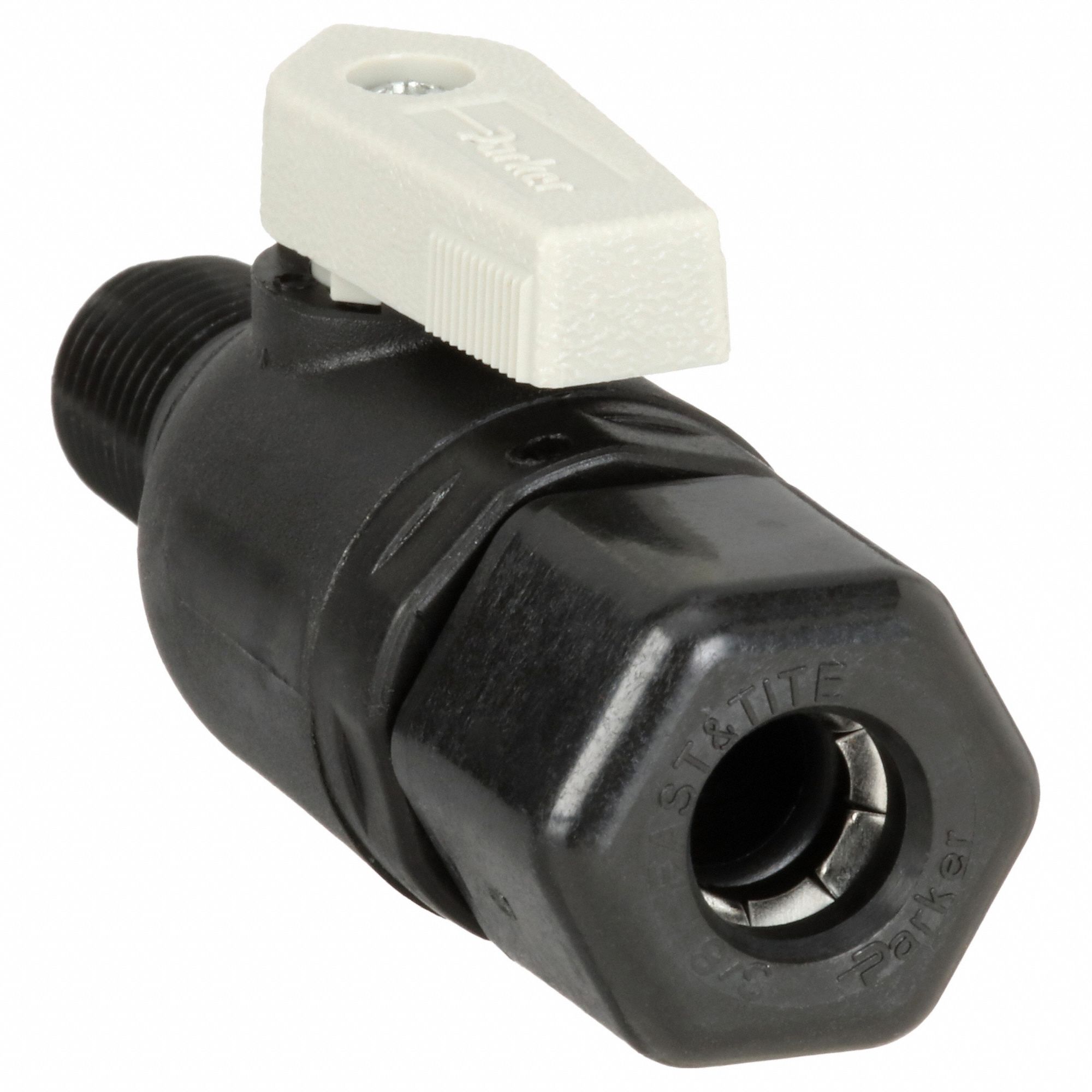 Manual Two-Way Ball Valve: 1/4 in, Polypropylene, Straight, Sweat x MNPT, Full Port Ball Port