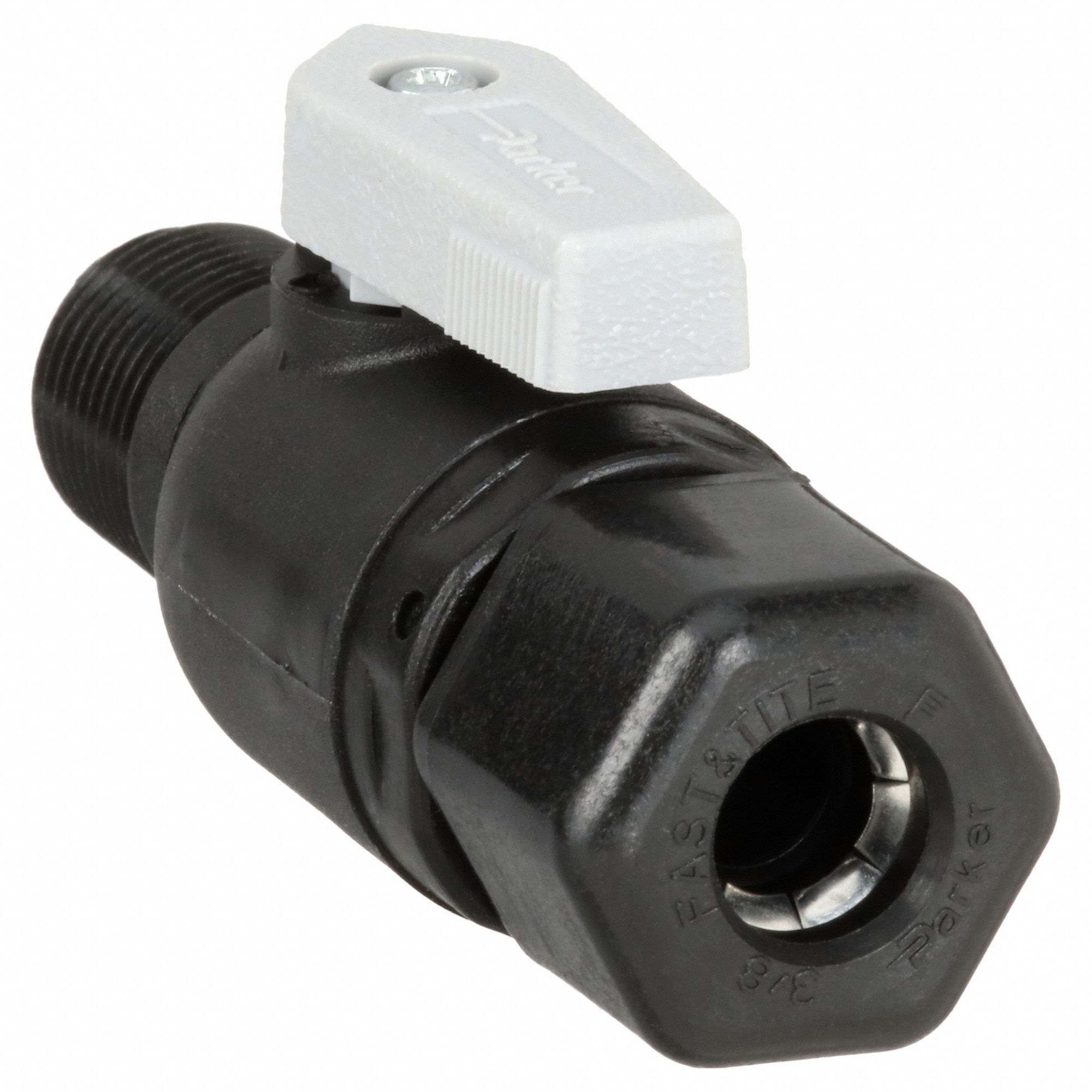 Manual Two-Way Ball Valve: 3/8 in, Polypropylene, Straight, Sweat x MNPT, Full Port Ball Port