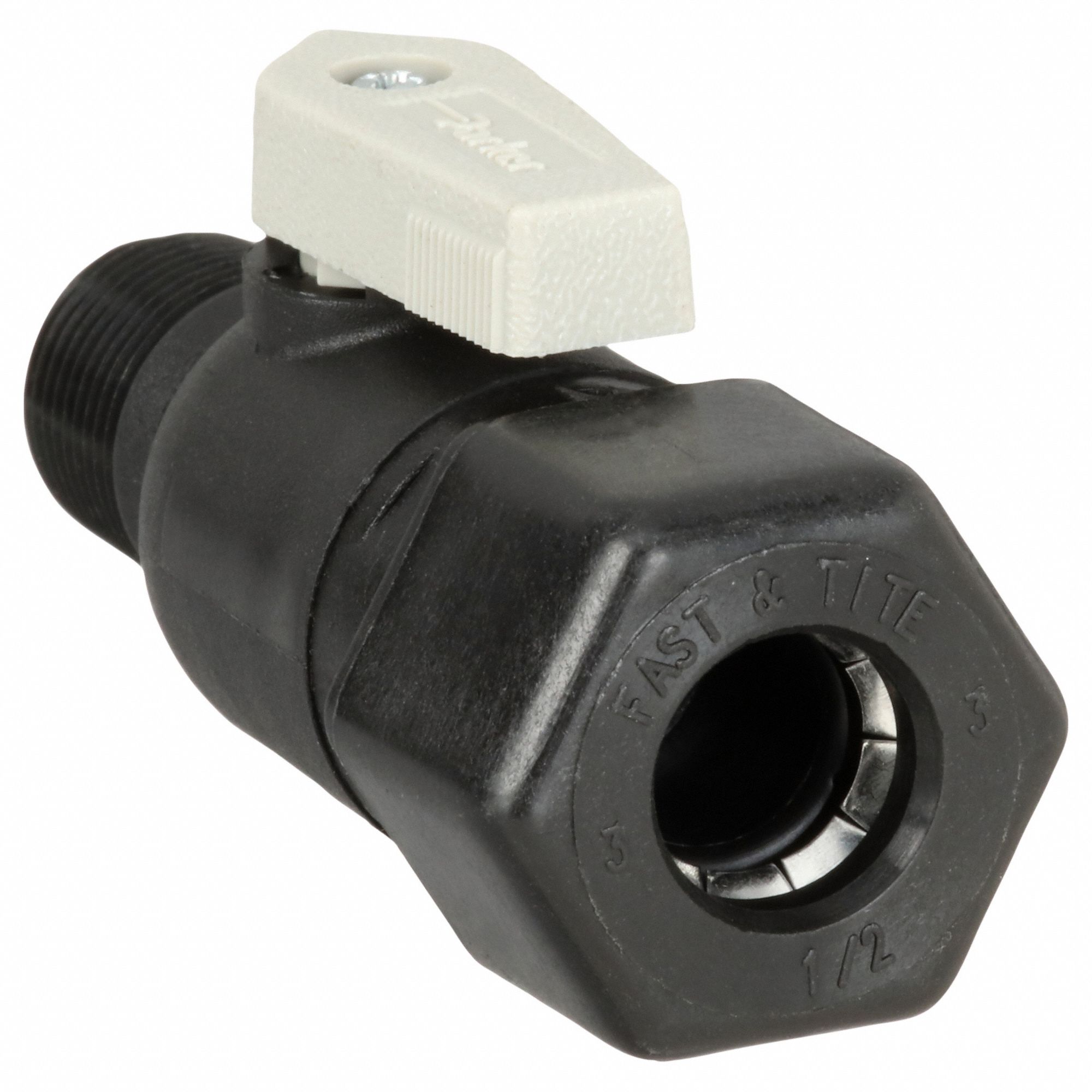 Manual Two-Way Ball Valve: 3/8 in, Polypropylene, Straight, Sweat x MNPT, Full Port Ball Port