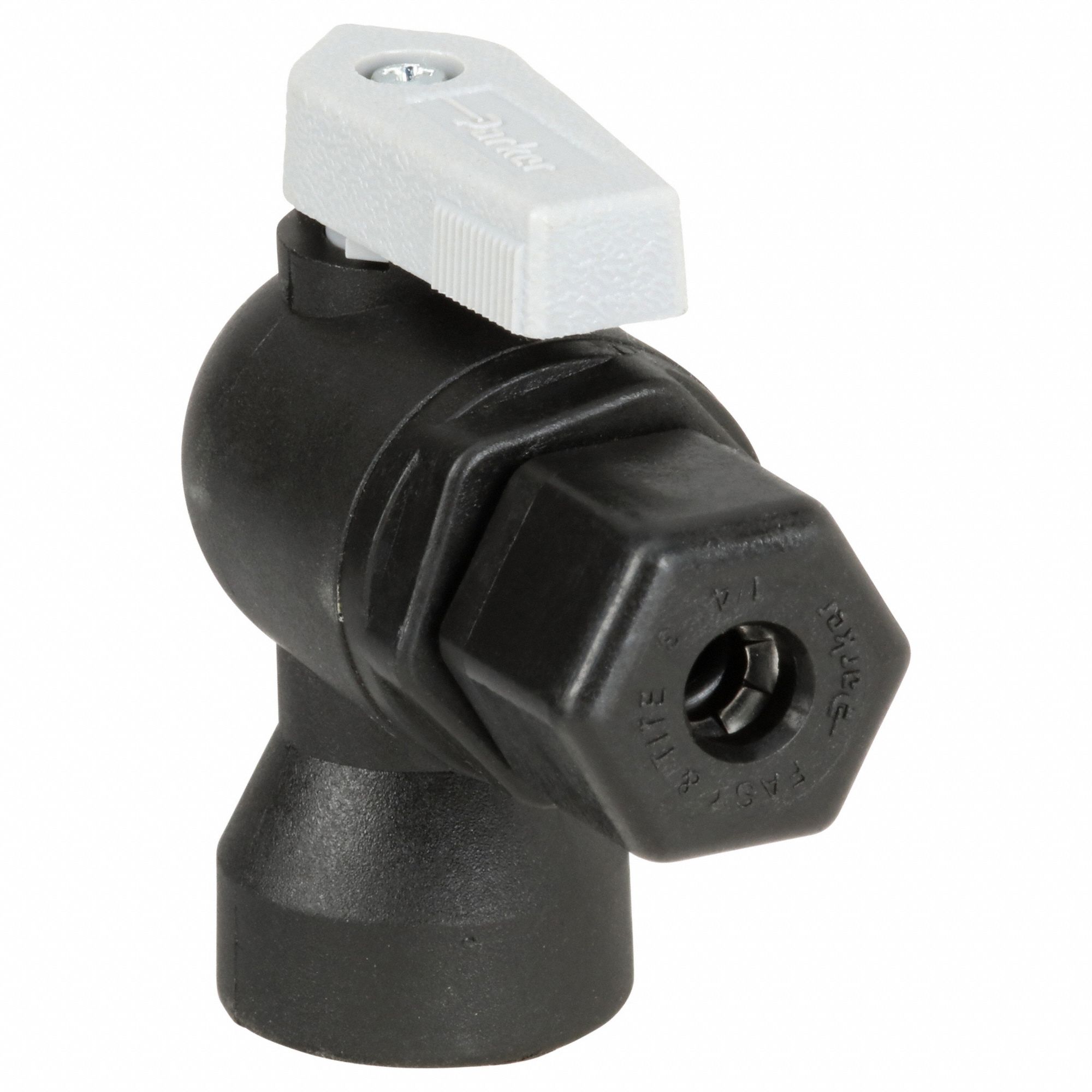 Manual Two-Way Ball Valve: 1/4 in, Polypropylene, Angle, Sweat x FNPT, Full Port Ball Port