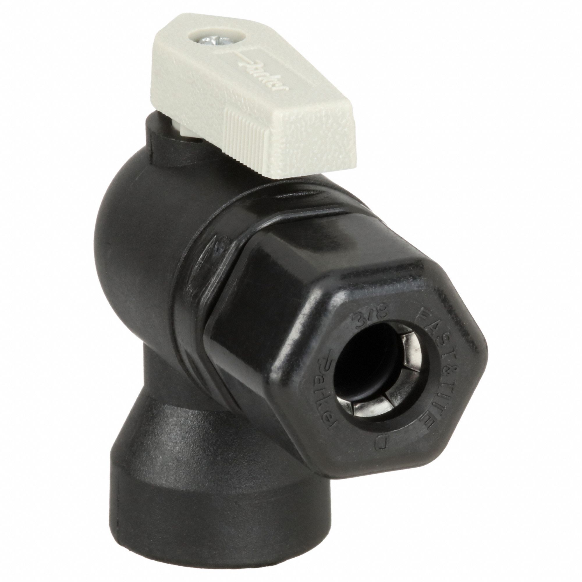 Manual Two-Way Ball Valve: 1/4 in, Polypropylene, Angle, Sweat x FNPT, Full Port Ball Port