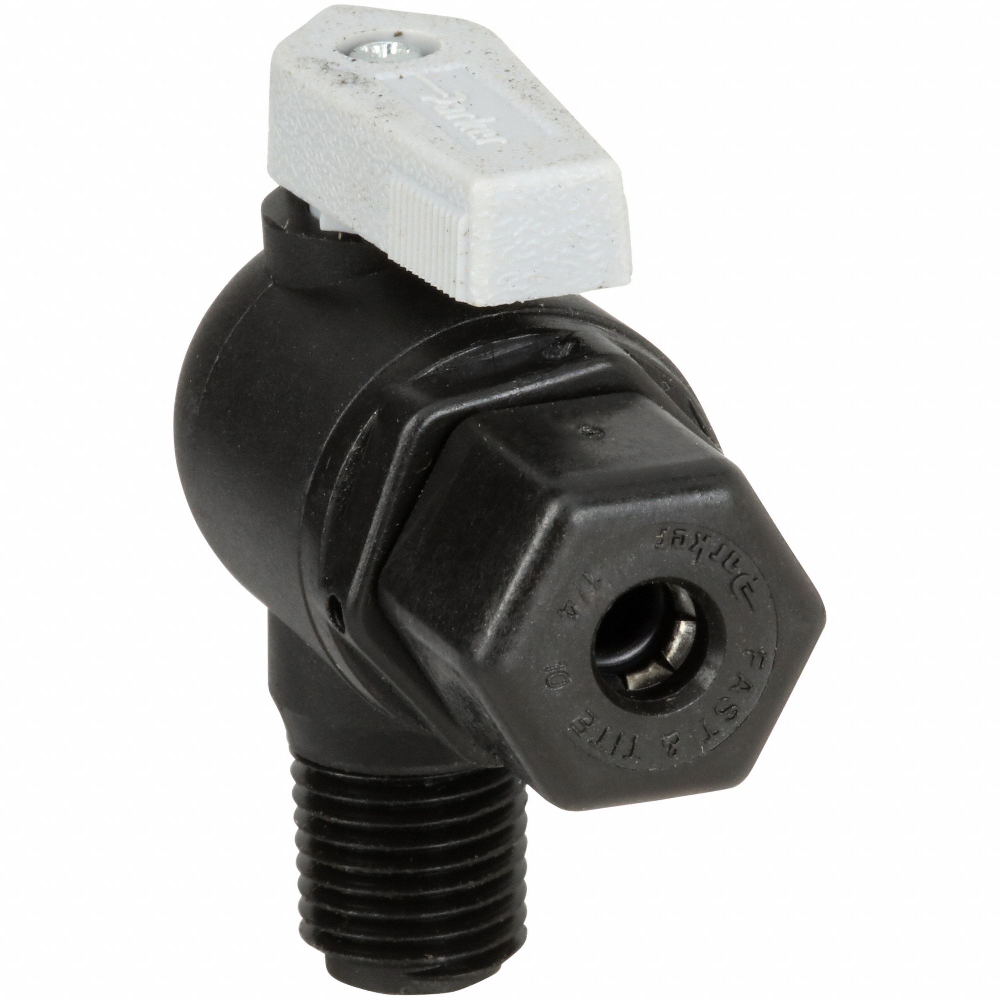 Manual Two-Way Ball Valve: 1/4 in, Polypropylene, Angle, Sweat x MNPT, Full Port Ball Port