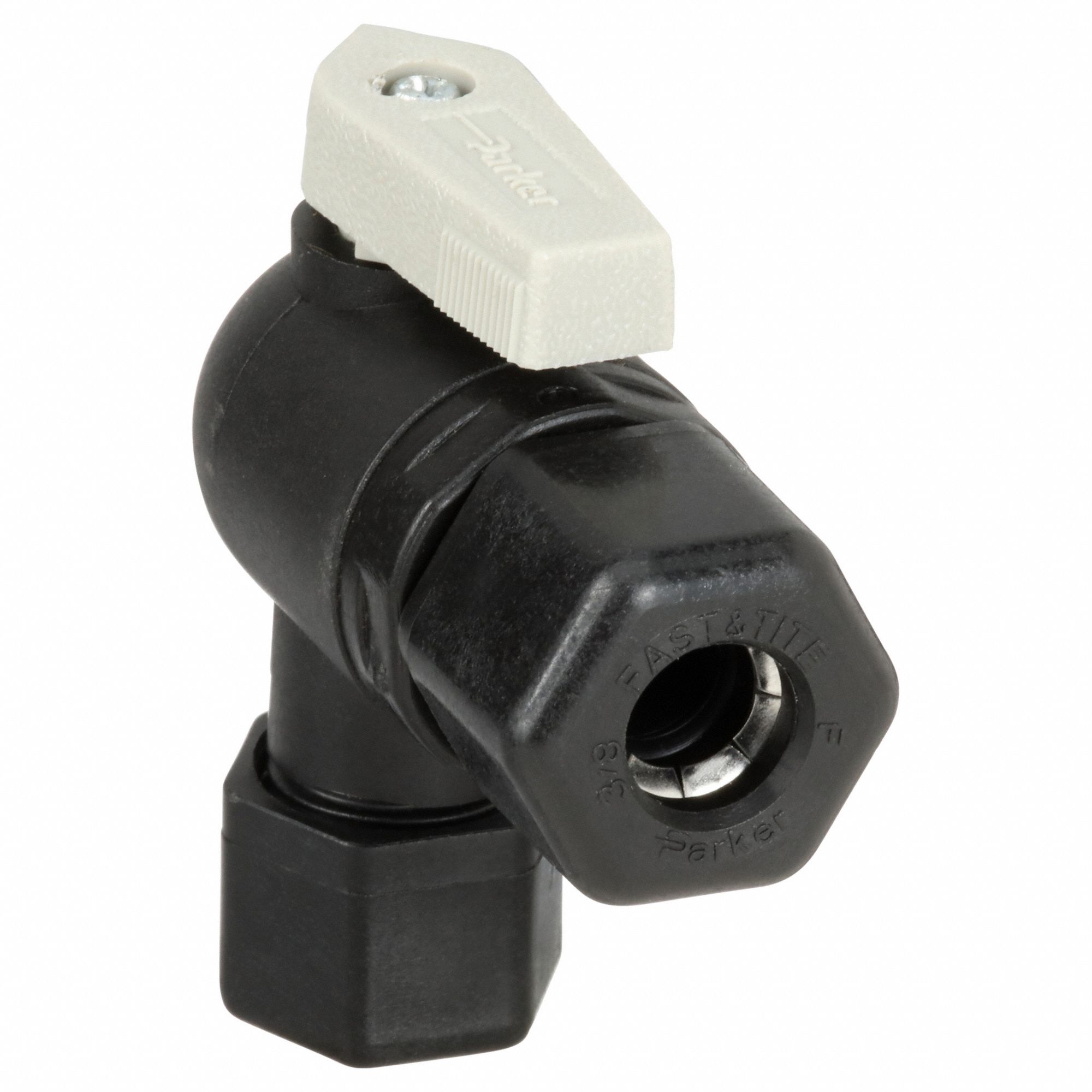 Manual Two-Way Ball Valve: 3/8 in, Polypropylene, Angle, Sweat x Sweat, Full Port Ball Port