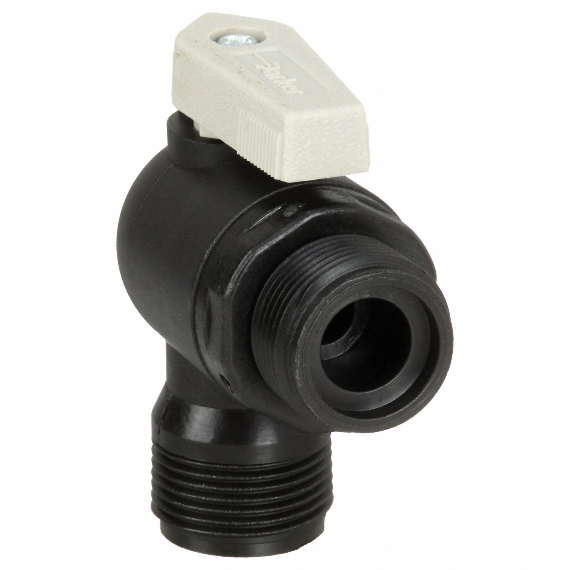Manual Two-Way Ball Valve: 3/8 in, Polypropylene, Angle, Sweat x Sweat, Full Port Ball Port