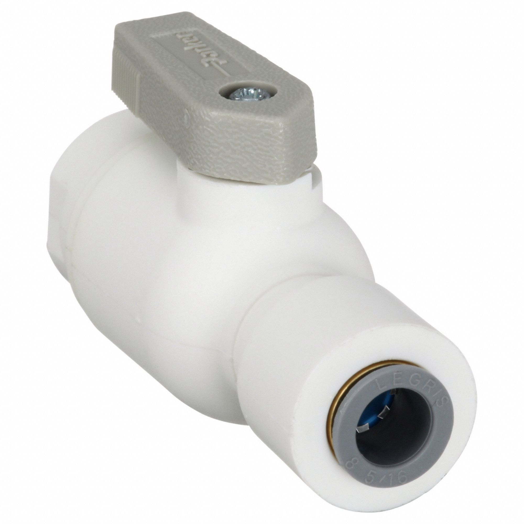 Manual Two-Way Ball Valve: 1/2 in, Polypropylene, Straight, Push x Push, One-Piece, Lever