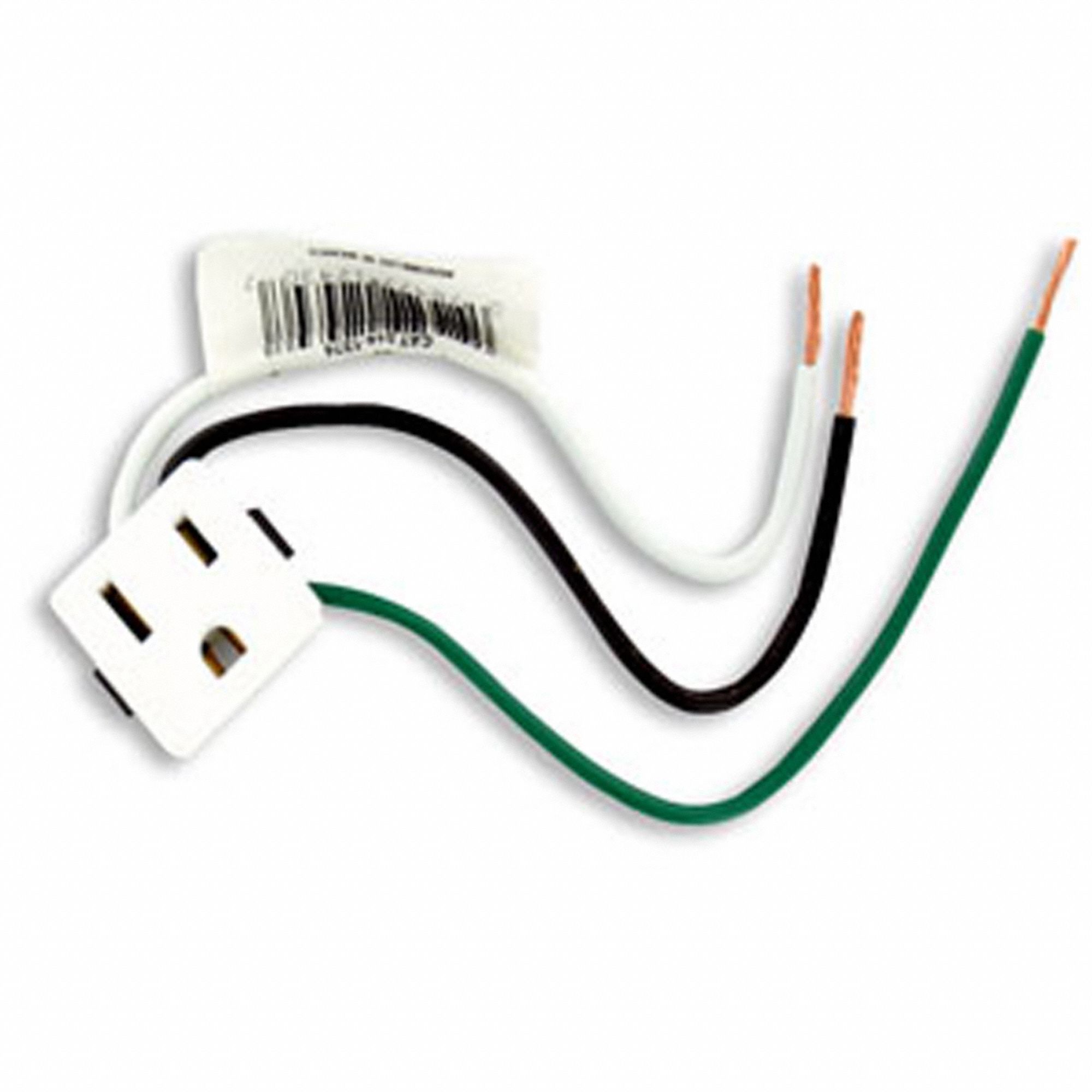 Receptacle: Single, 5-15R, 125V AC, 15 A, White, 2 Pole / 3 Wire, Screw Terminals