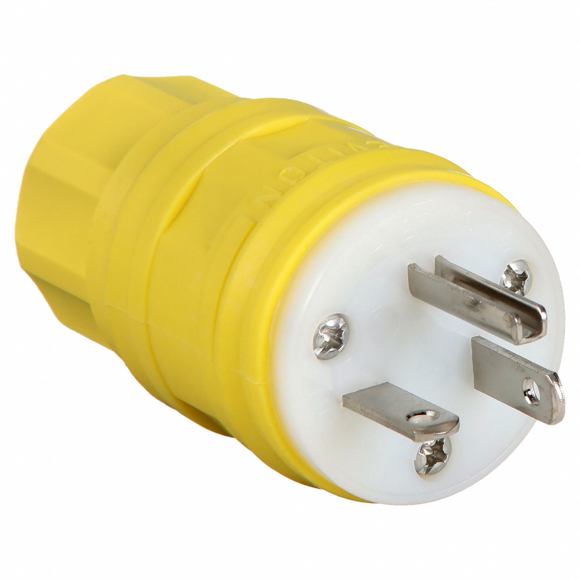 Straight Blade Plug: 5-20P, 20 A, 125V AC, Yellow, 2 Poles, Screw Terminals