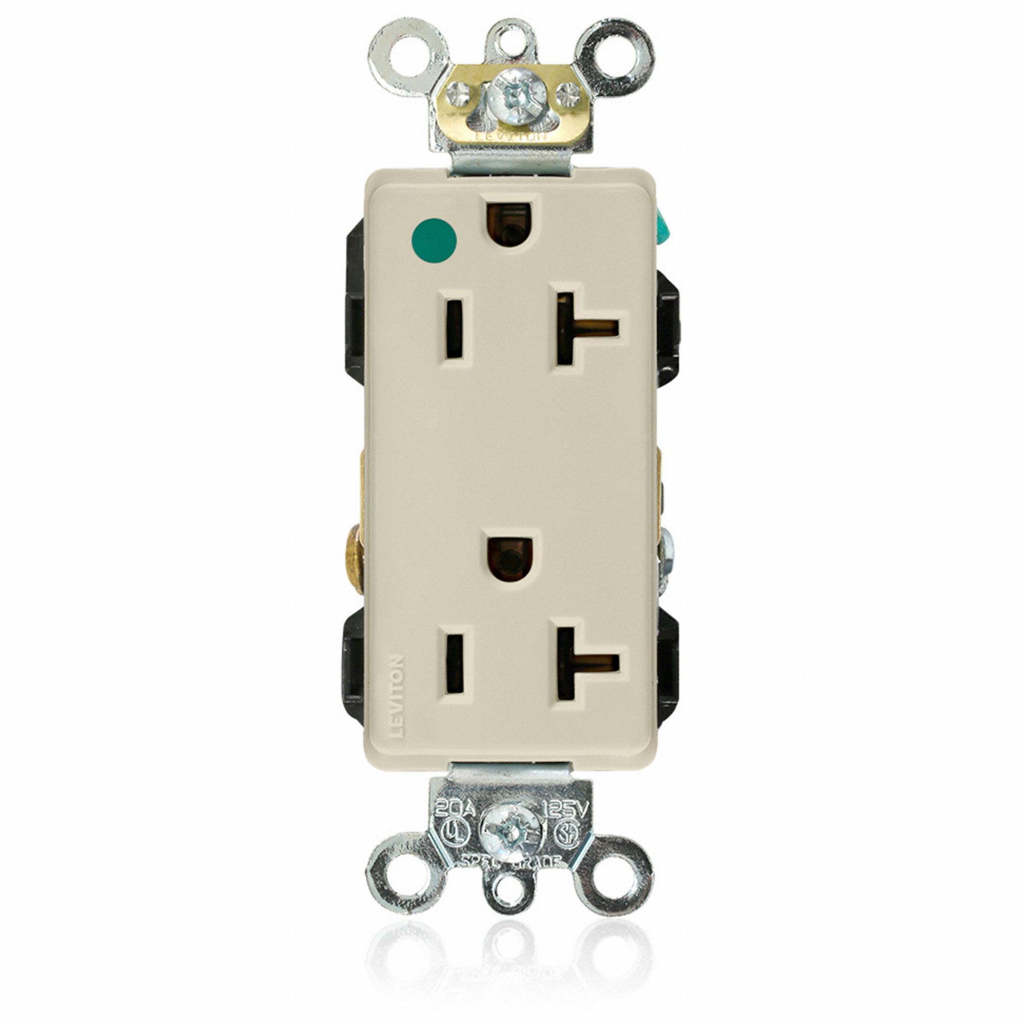 Receptacle: Decorator Duplex, 5-20R, 20 A, 125V AC, Ivory, 2 Pole / 3 Wire Poles & Wires