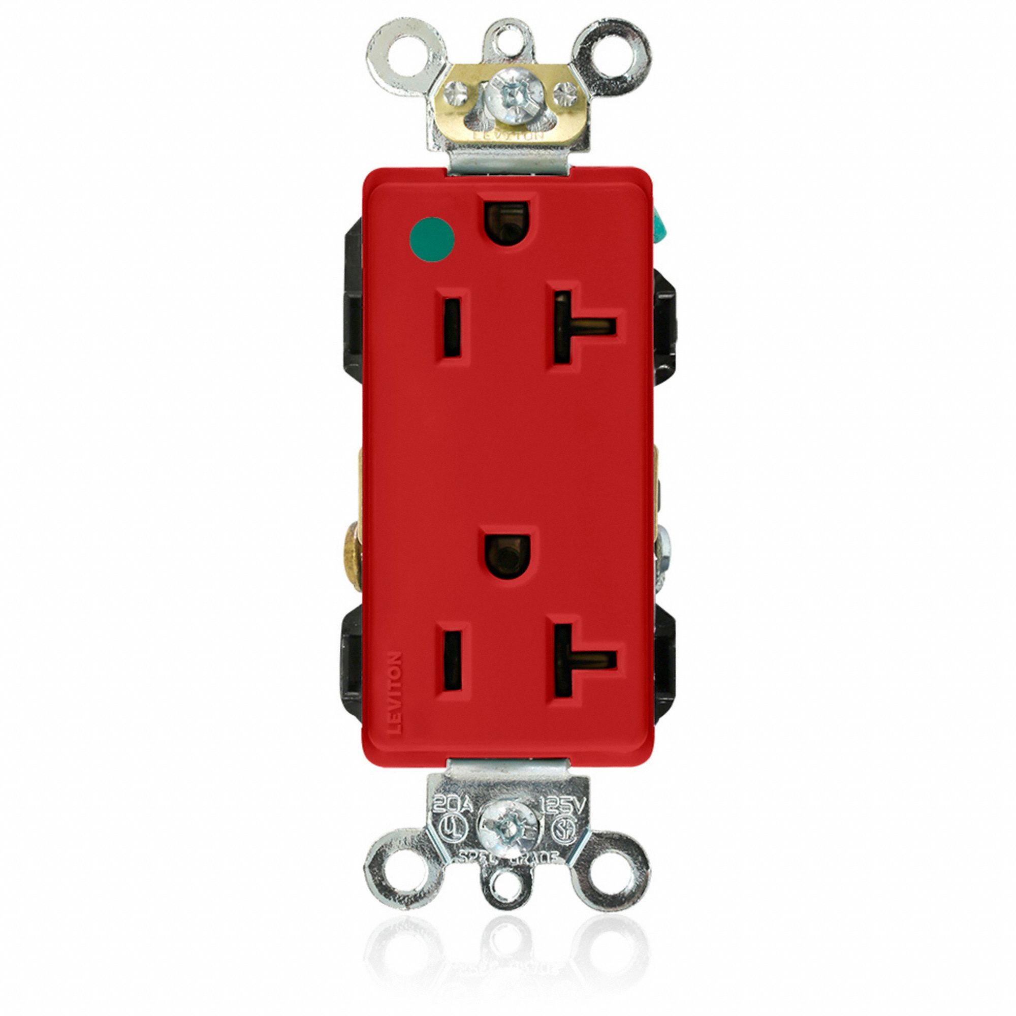 Receptacle: Decorator Duplex, 5-20R, 20 A, 125V AC, Red, 2 Pole / 3 Wire Poles & Wires