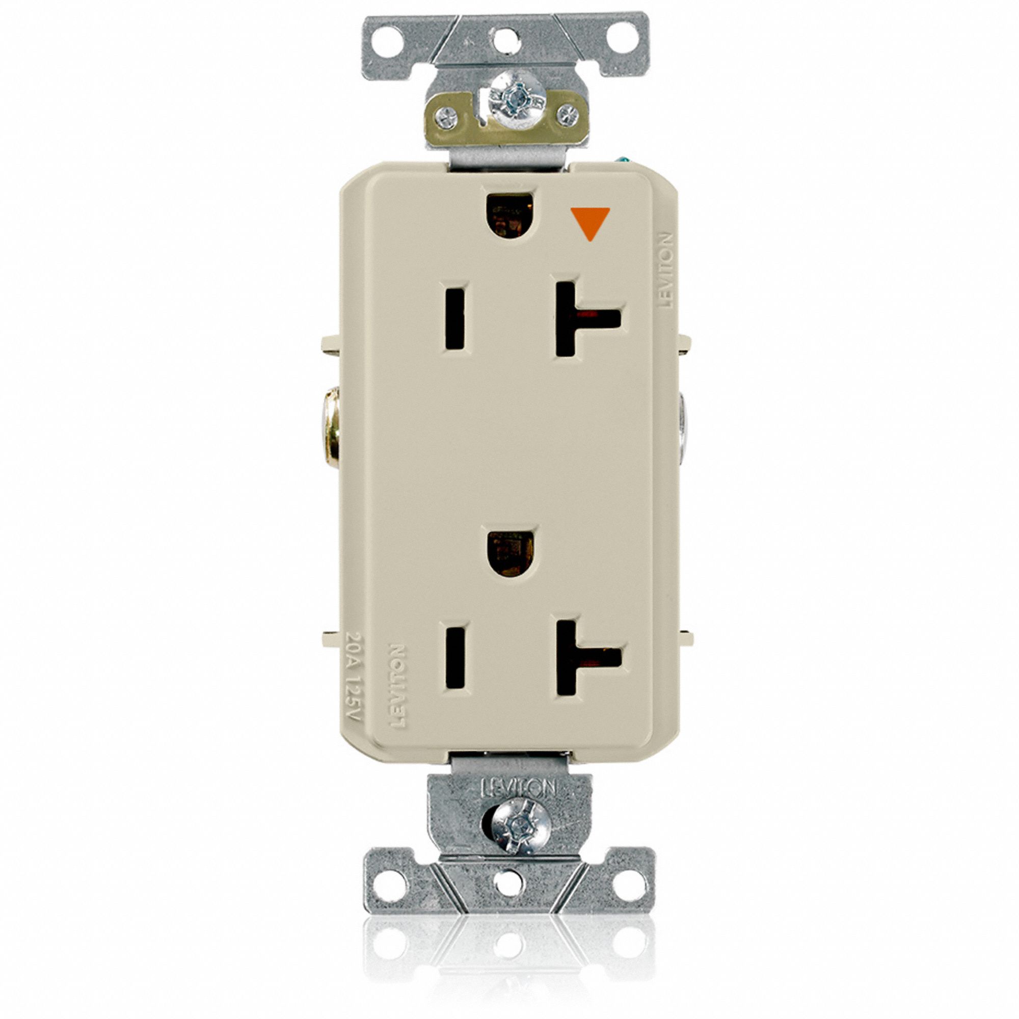 Receptacle: Decorator Duplex, 5-20R, 125V AC, 20 A, Ivory, 2 Pole / 3 Wire, Screw Terminals
