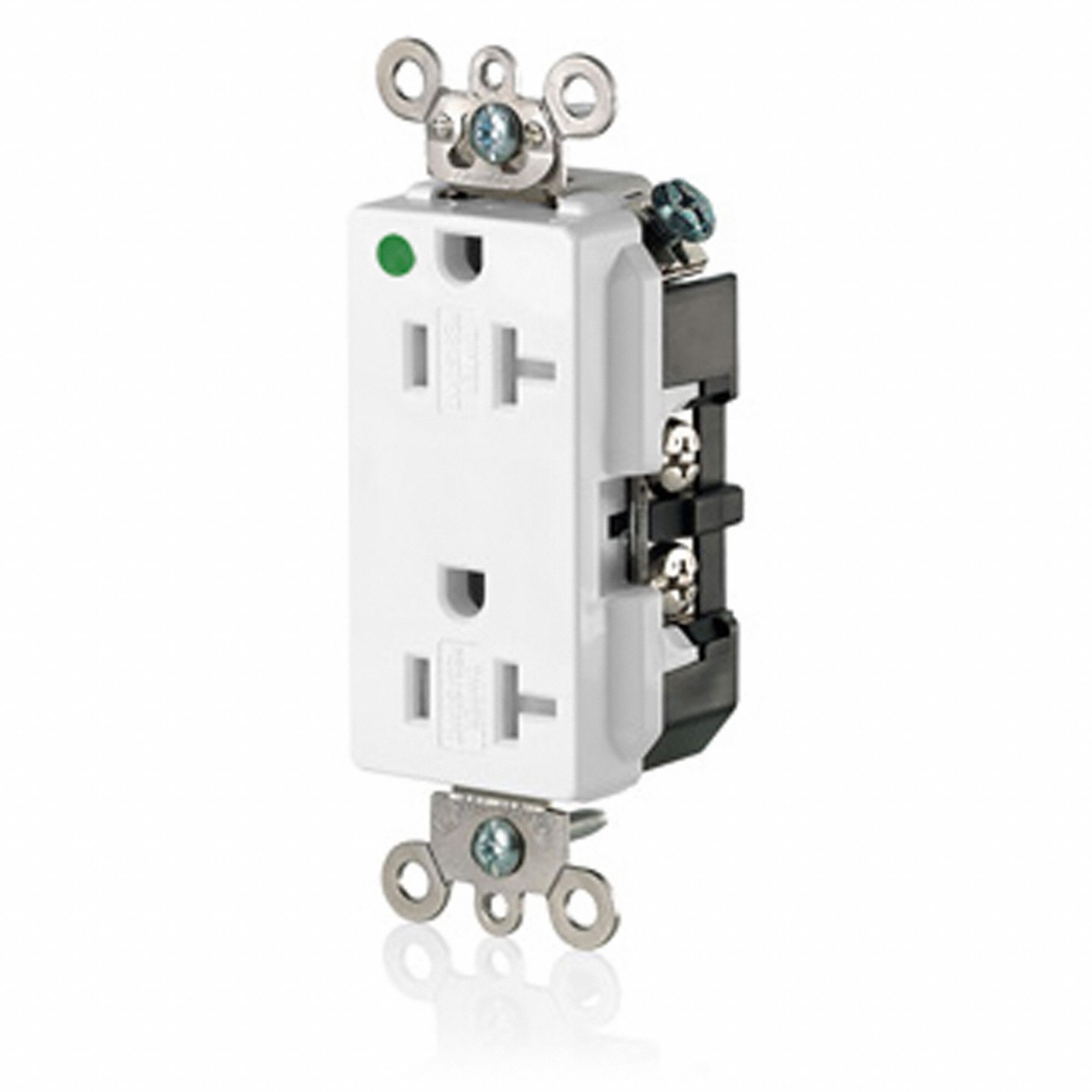 Receptacle: Decorator Duplex, 5-20R, 20 A, 125V AC, White, 2 Pole / 3 Wire Poles & Wires