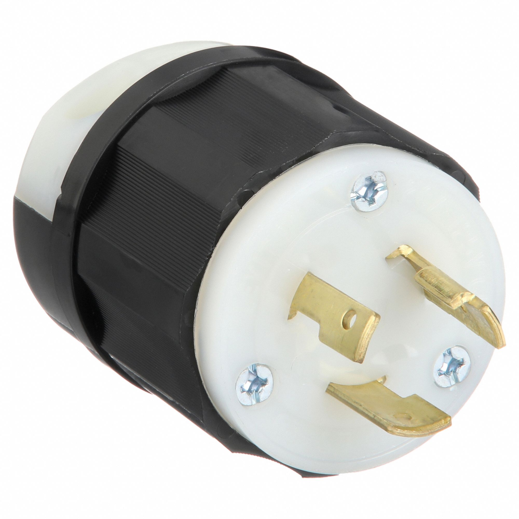 Locking Plug: L5-20P, 125V AC, 20 A, 2 Poles, Black/White, Screw Terminals