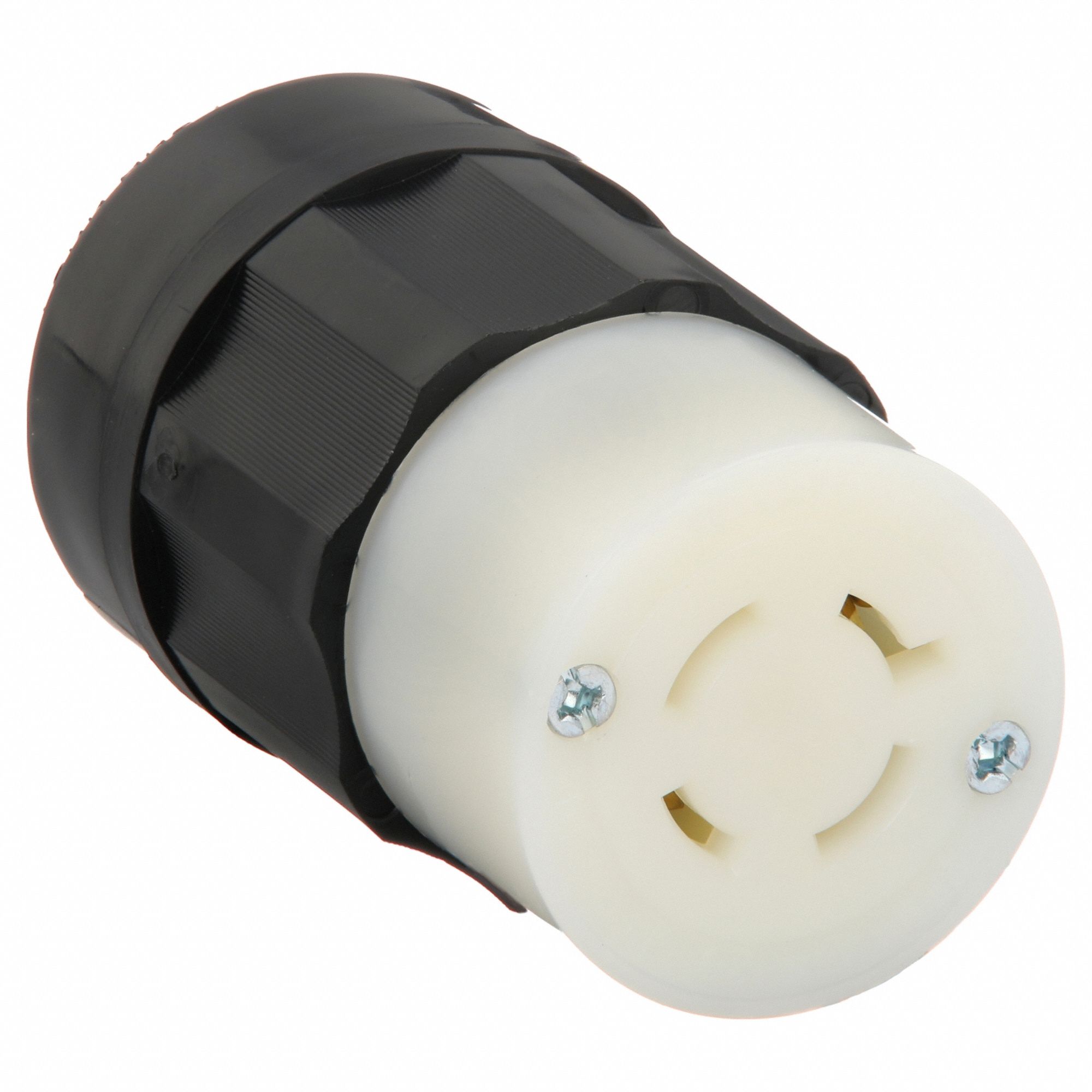 Locking Connector: L14-20R, 20 A, 125/250V AC, 3 Poles, Black/White, Screw Terminals