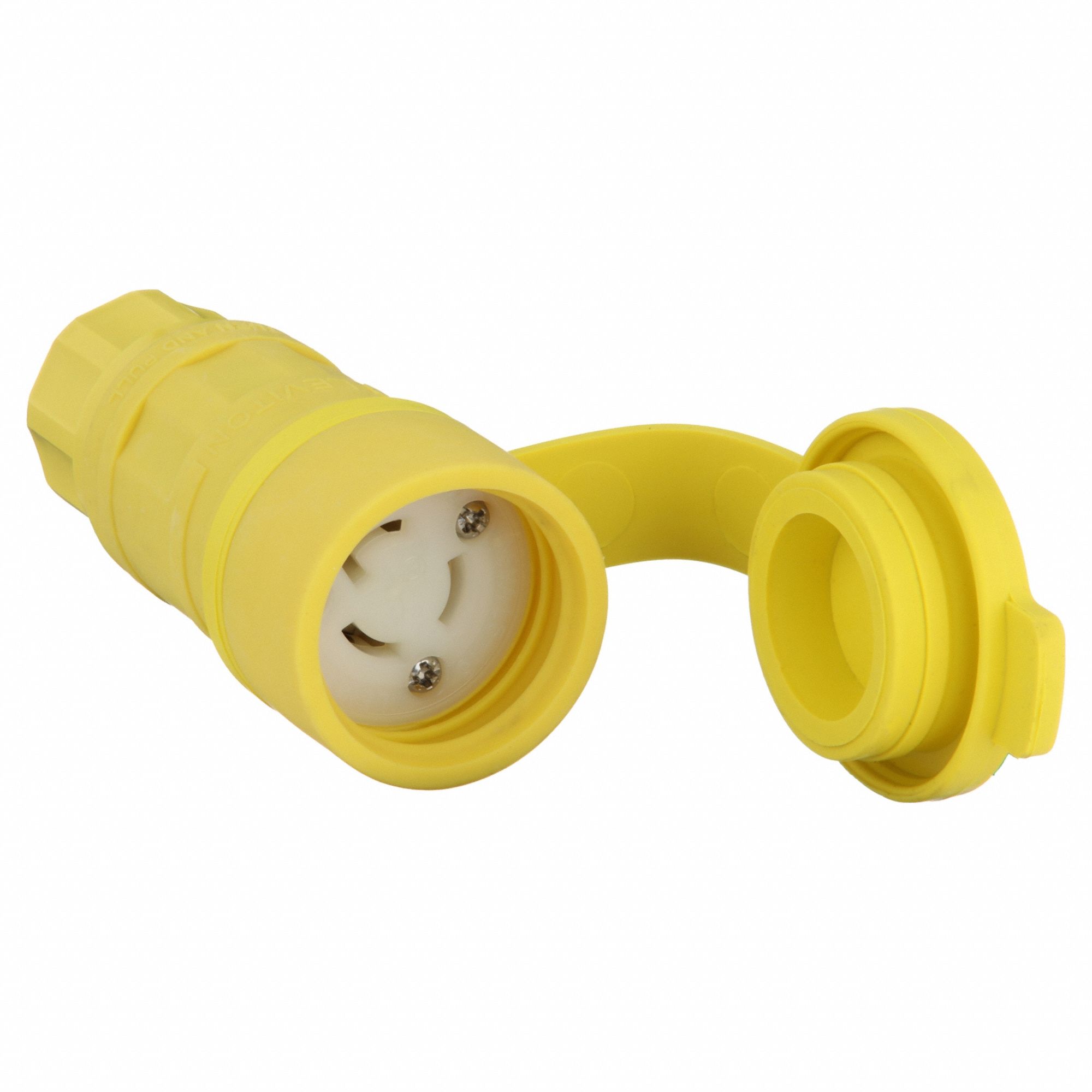 Watertight Locking Connector: L5-15R, 15 A, 125V AC, 2 Poles, Yellow, Shrouded, Gen Purpose