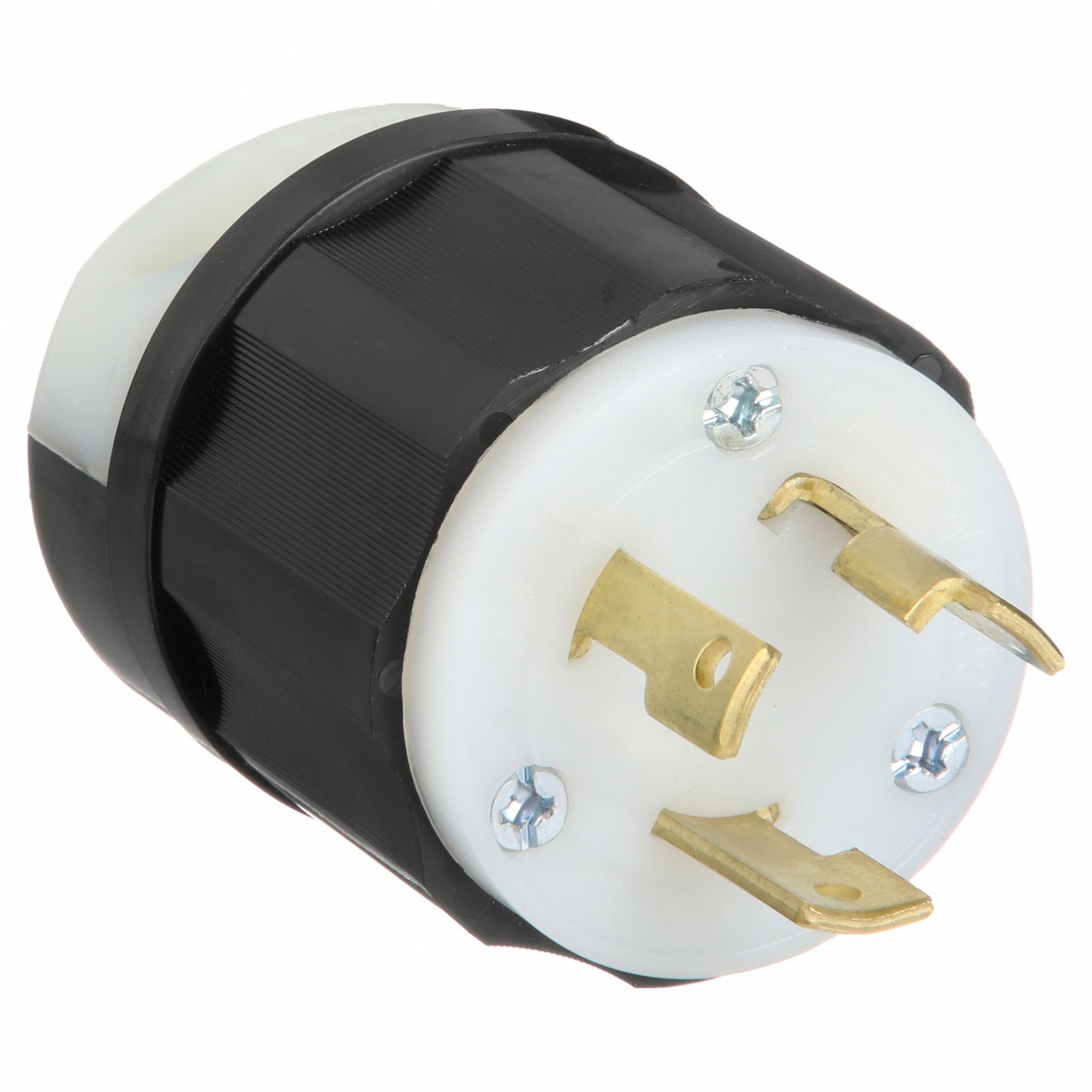 Locking Plug: L5-30P, 125V AC, 30 A, 2 Poles, Black/White, Screw Terminals