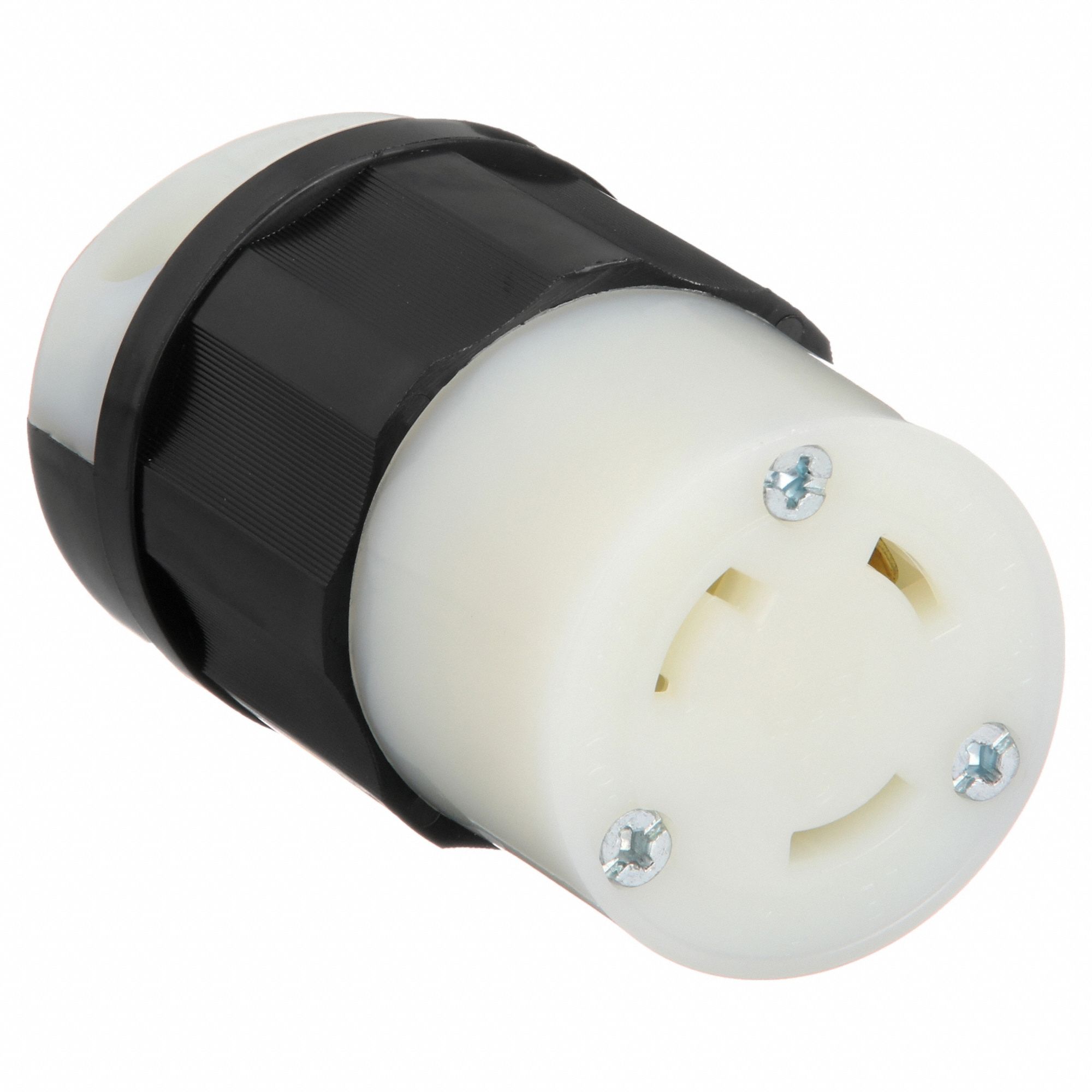 Locking Connector: L5-30R, 30 A, 125V AC, 2 Poles, Black/White, Screw Terminals