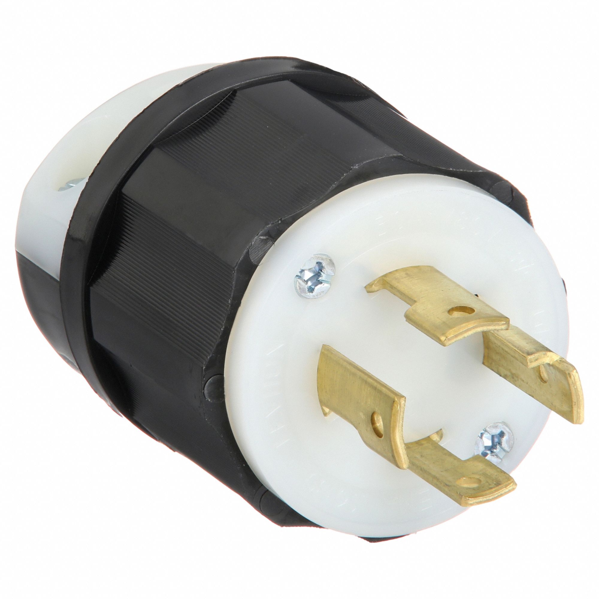 Locking Plug: L16-30P, 480V AC, 30 A, 3 Poles, Black/White, Screw Terminals