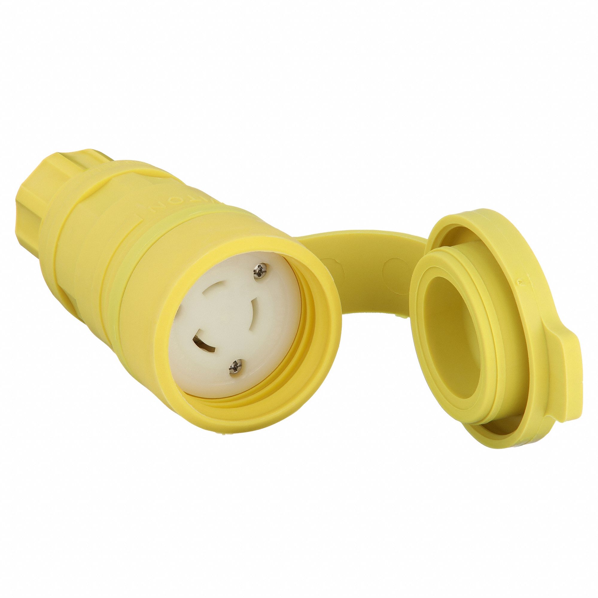 Watertight Locking Connector: L5-20R, 20 A, 125V AC, 2 Poles, Yellow, Shrouded, Gen Purpose