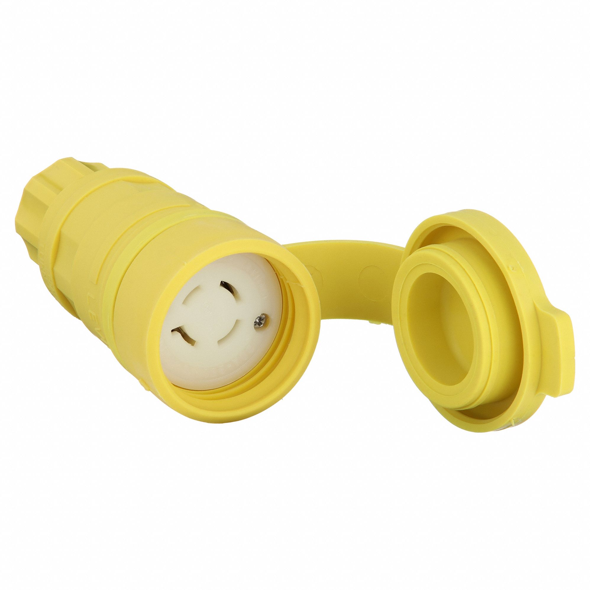 Watertight Locking Connector: L15-20R, 20 A, 250V AC, 3 Poles, Yellow, Shrouded, Gen Purpose