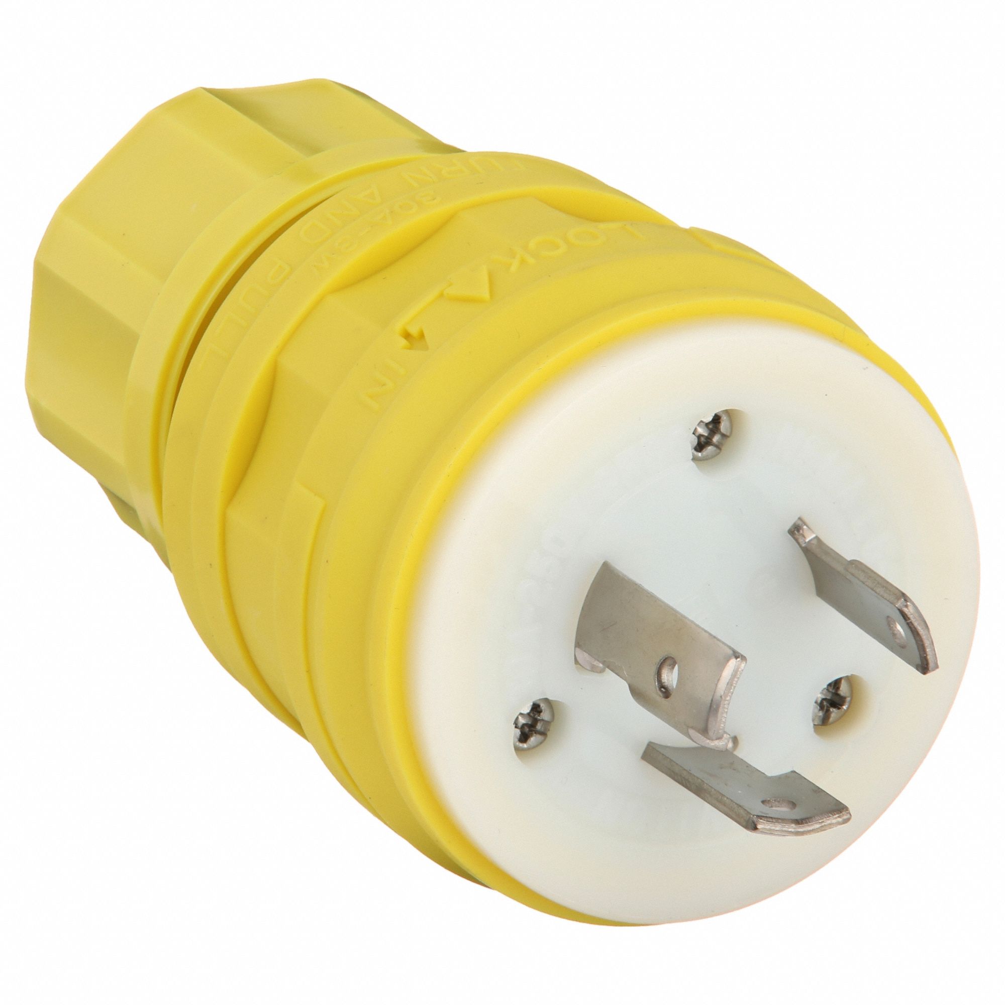 Watertight Locking Plug: L6-30P, 30 A, 250V AC, Yellow, 2 Poles, Gen Purpose