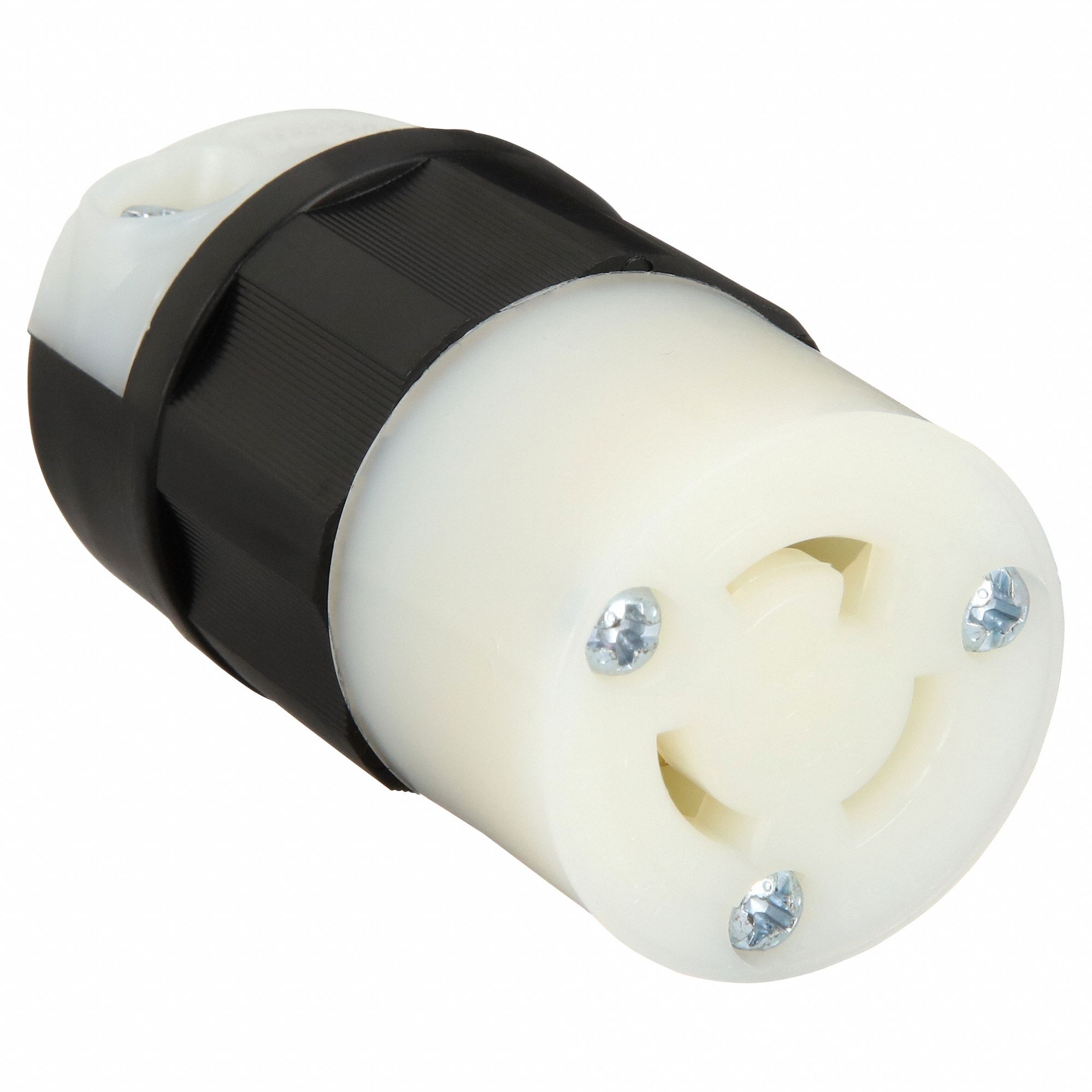 Locking Connector: L7-15R, 15 A, 277V AC, 2 Poles, Black/White, Screw Terminals