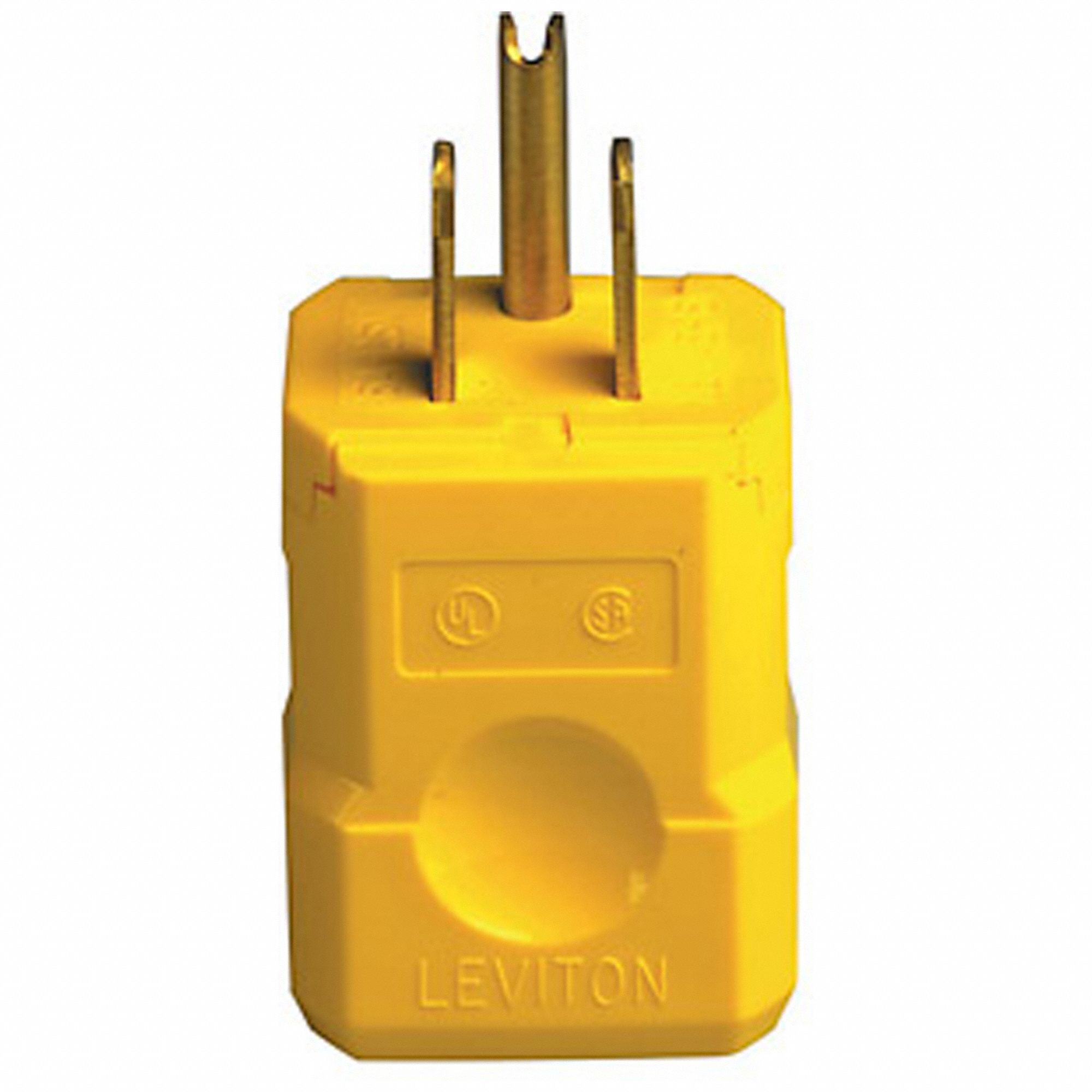 Straight Blade Plug: 5-15P, 15 A, 125V AC, Yellow, 2 Poles, Screw Terminals