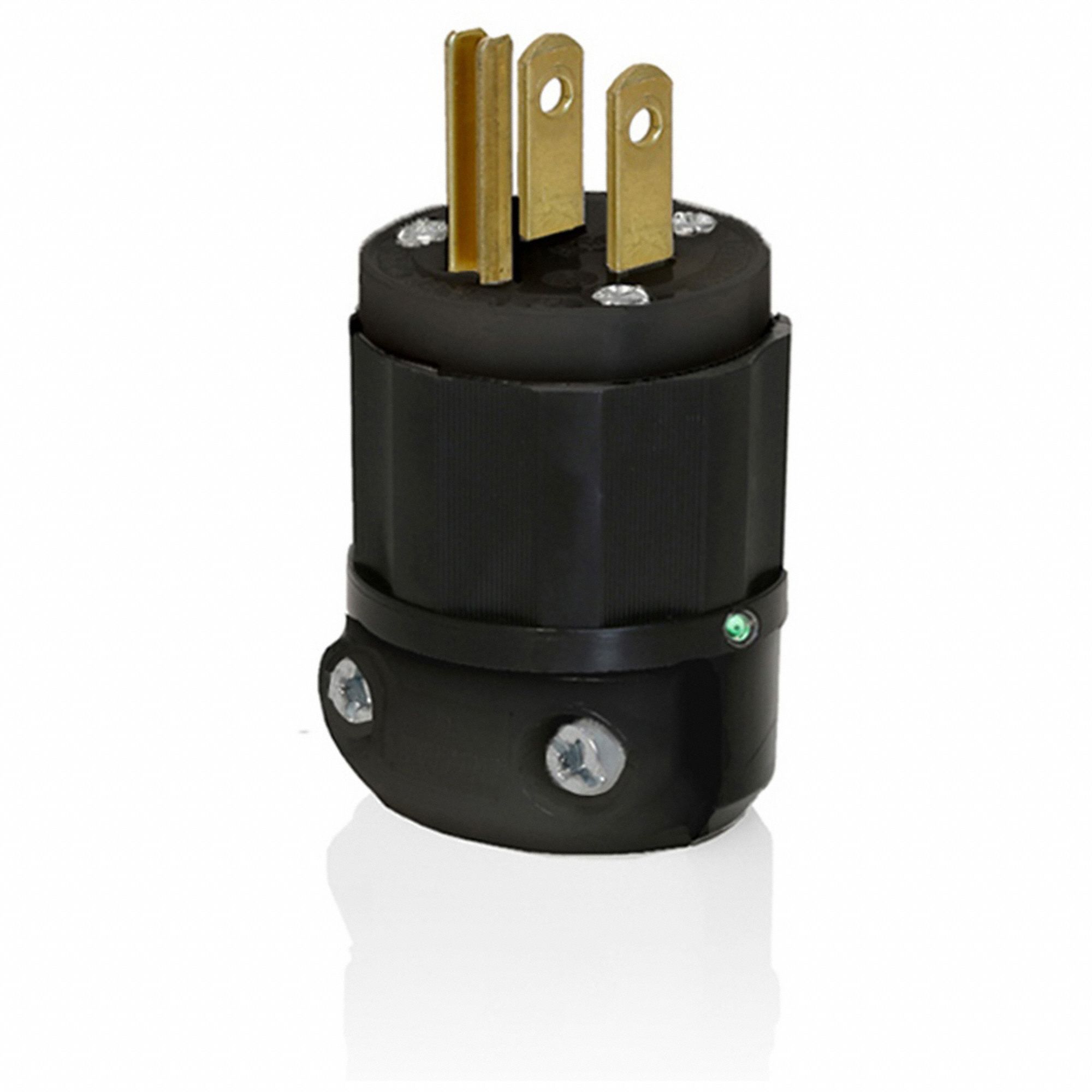 Straight Blade Plug: 5-15P, 15 A, 125V AC, Black, 2 Poles, Screw Terminals