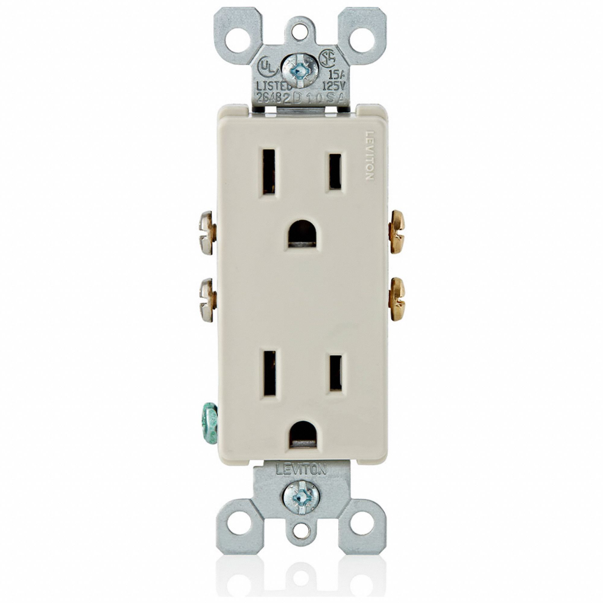Receptacle: Decorator Duplex, Light Almond, 5-15R, 15 A, 125V AC, 2 Pole / 3 Wire