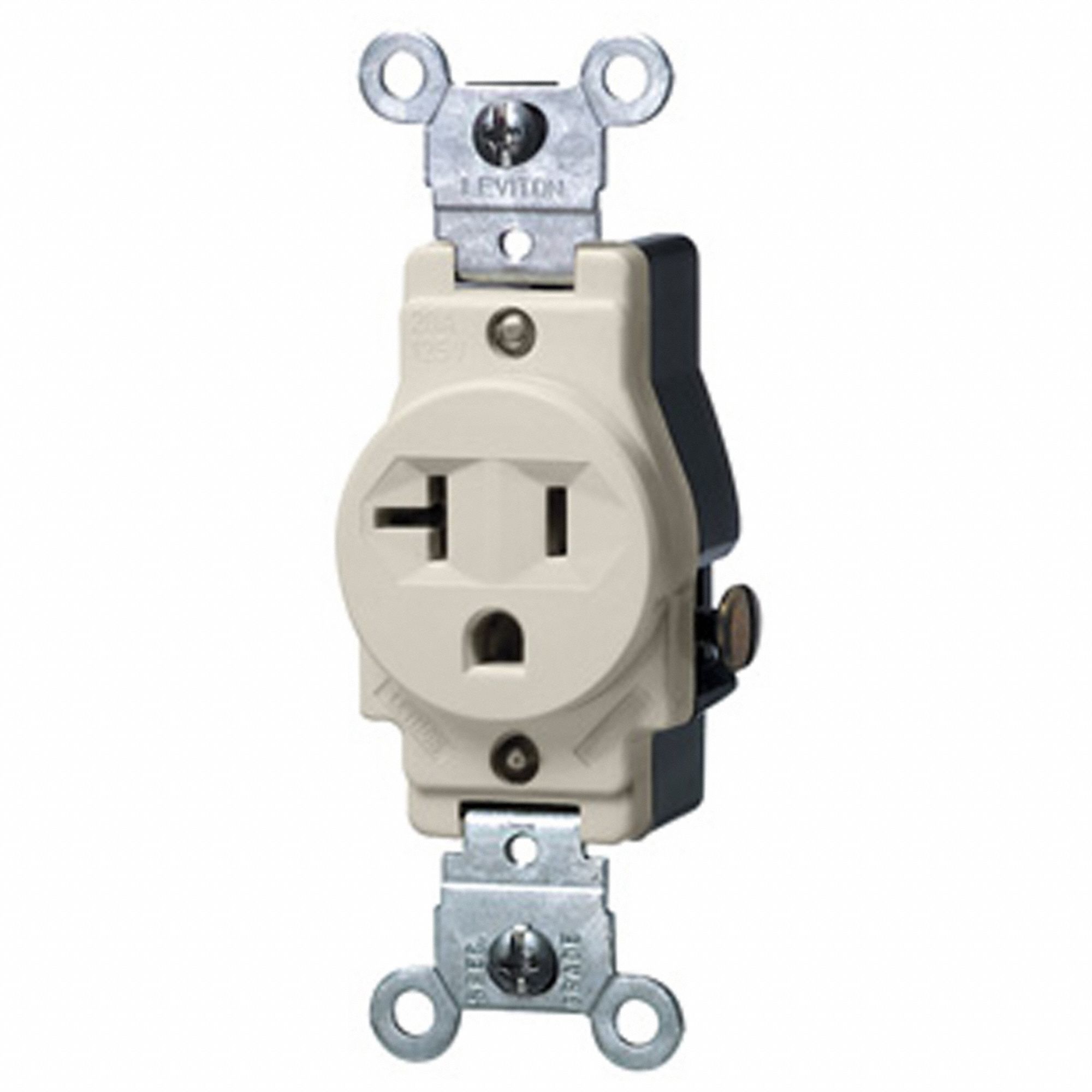 Receptacle: Single, Light Almond, 5-20R, 20 A, 125V AC, 2 Pole / 3 Wire, Screw Terminals