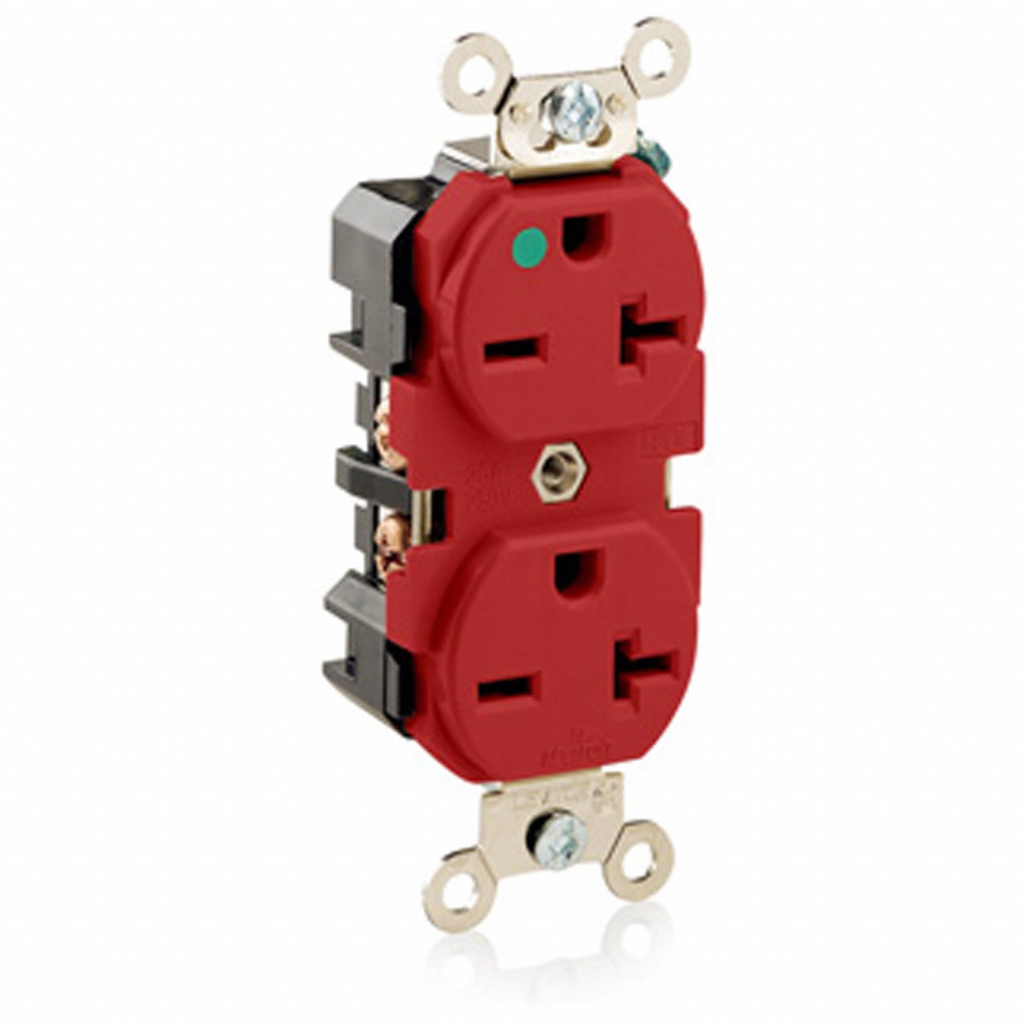 Receptacle: Duplex, 6-20R, 20 A, 250V AC, Red, 2 Pole / 3 Wire Poles & Wires, Gen Purpose