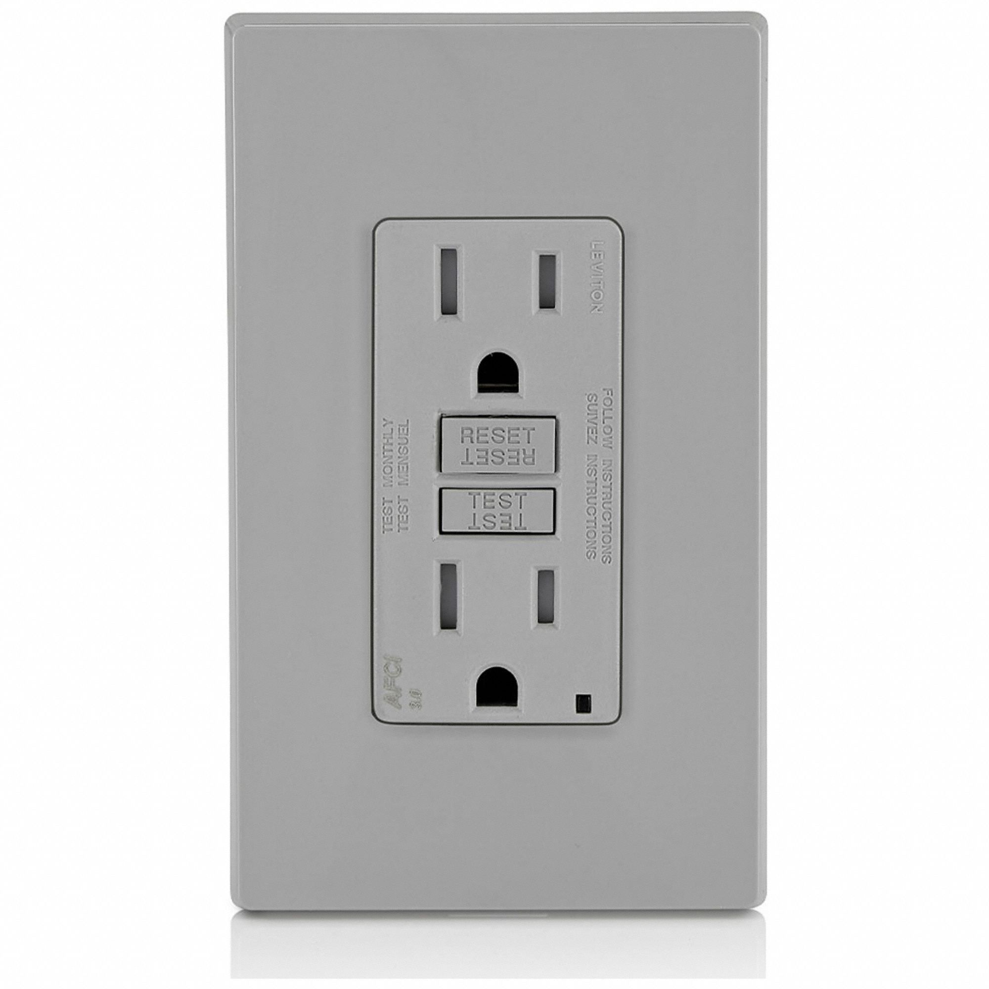 Receptacle: Decorator Duplex, Gray, 5-15R, 15 A, 125V AC, 2 Pole / 3 Wire, Screw Terminals