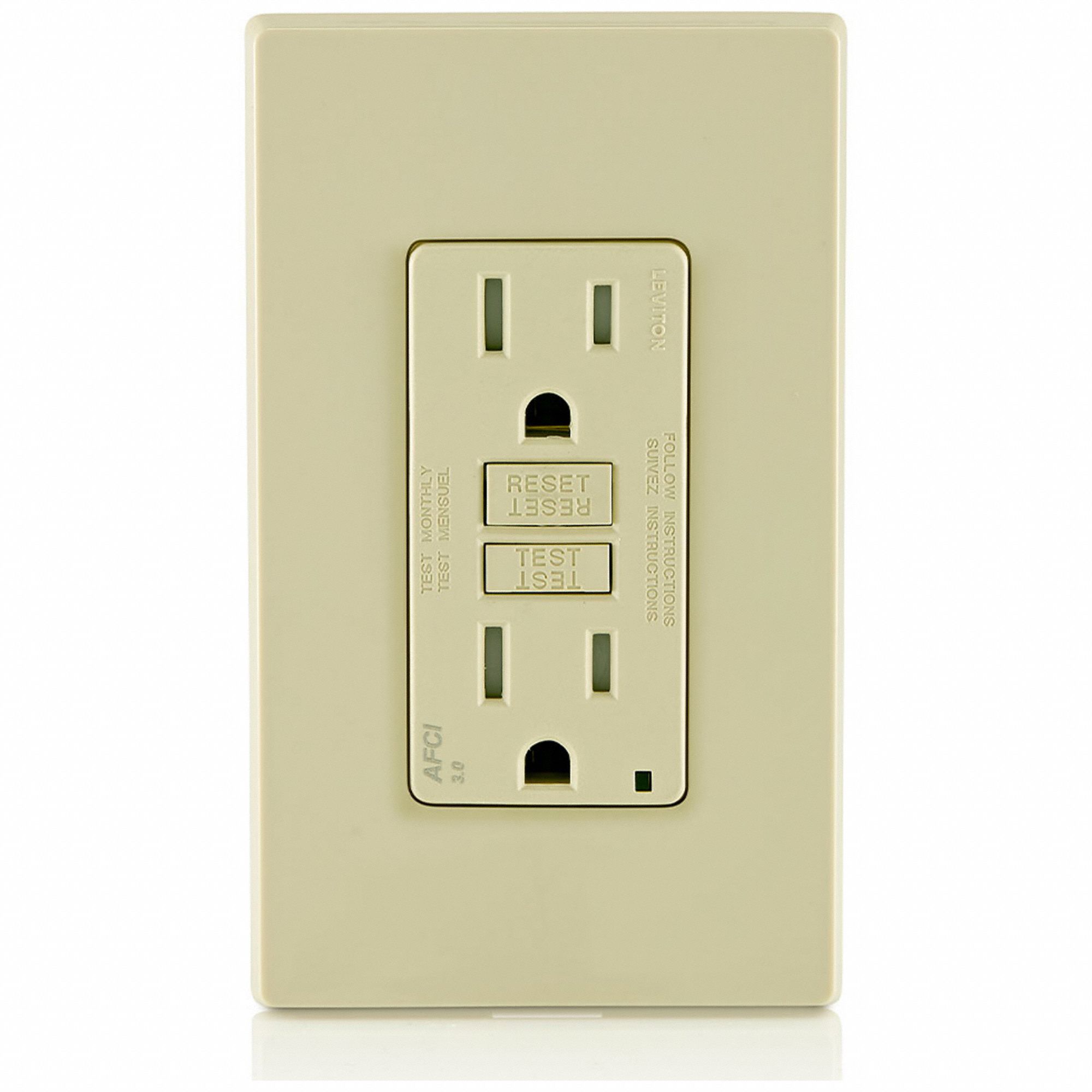 Receptacle: Decorator Duplex, Ivory, 5-15R, 15 A, 125V AC, 2 Pole / 3 Wire, Screw Terminals