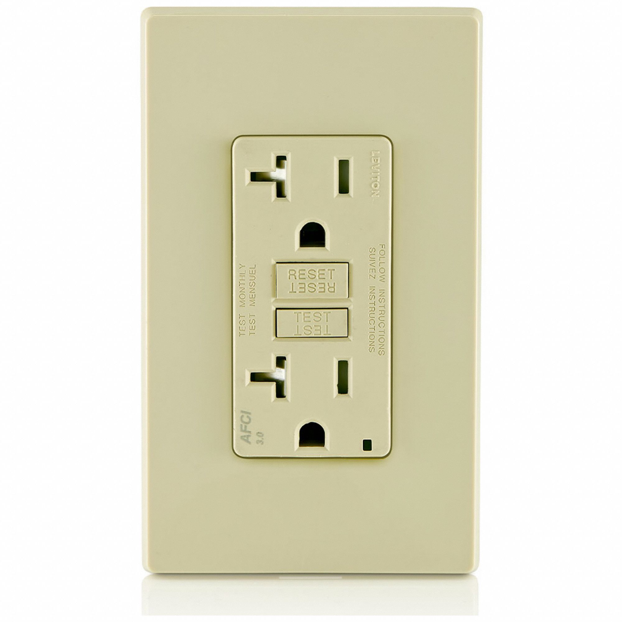 Receptacle: Decorator Duplex, Ivory, 5-20R, 20 A, 125V AC, 2 Pole / 3 Wire, Screw Terminals