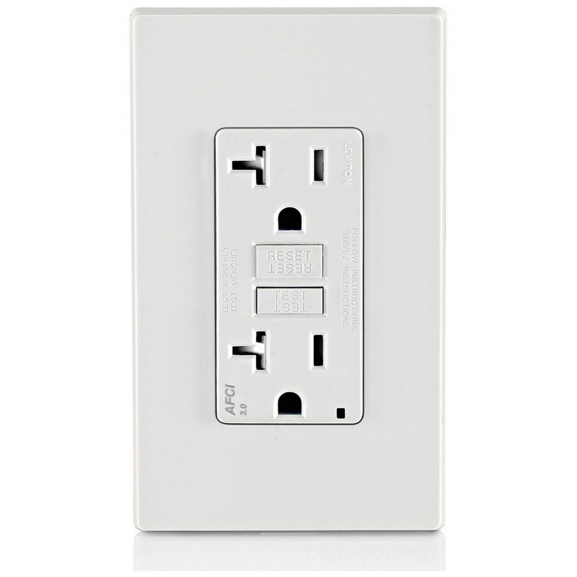 Receptacle: Decorator Duplex, White, 5-20R, 20 A, 125V AC, 2 Pole / 3 Wire, Screw Terminals