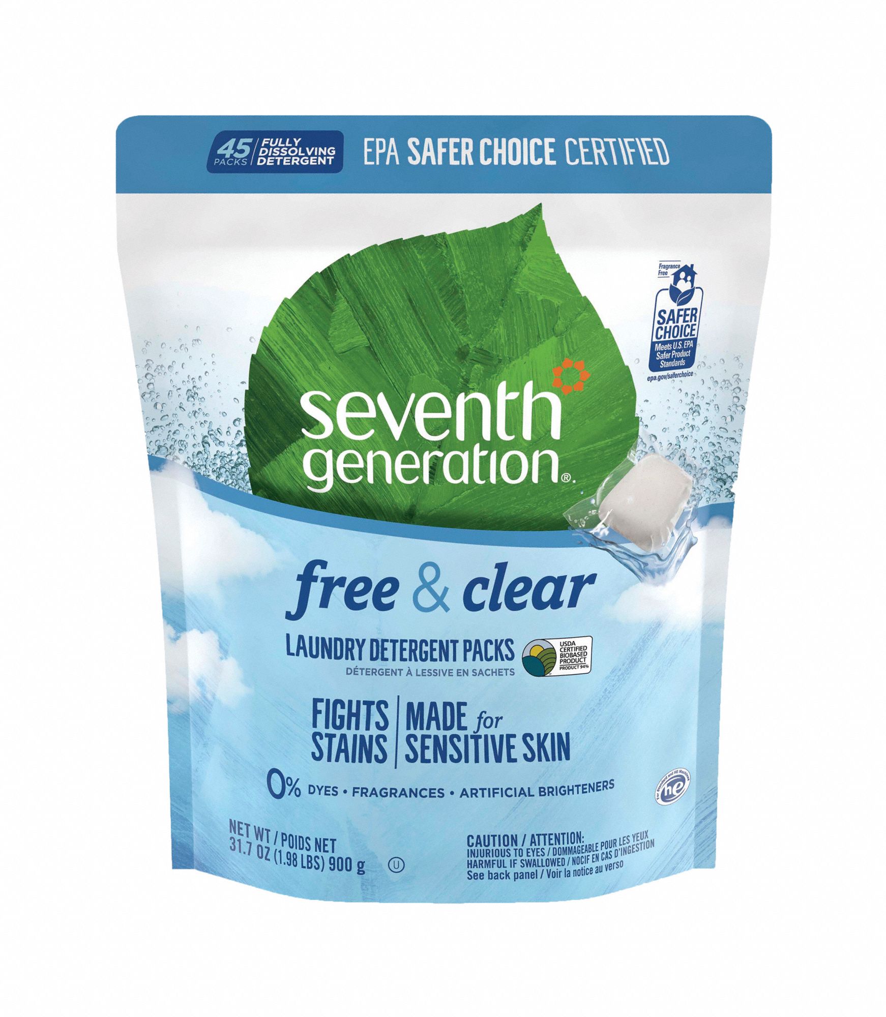 SEVENTH GENERATION, High Efficiency (HE), Bag, Laundry Detergent Pacs