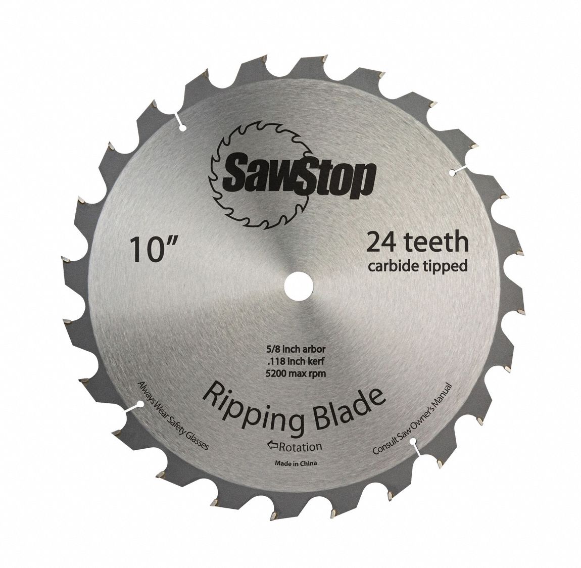 Circular Saw Blade: 10 in Blade Dia., 24 Teeth, 0.12 in Cut Wd, 5/8 in Arbor Size, Ripping