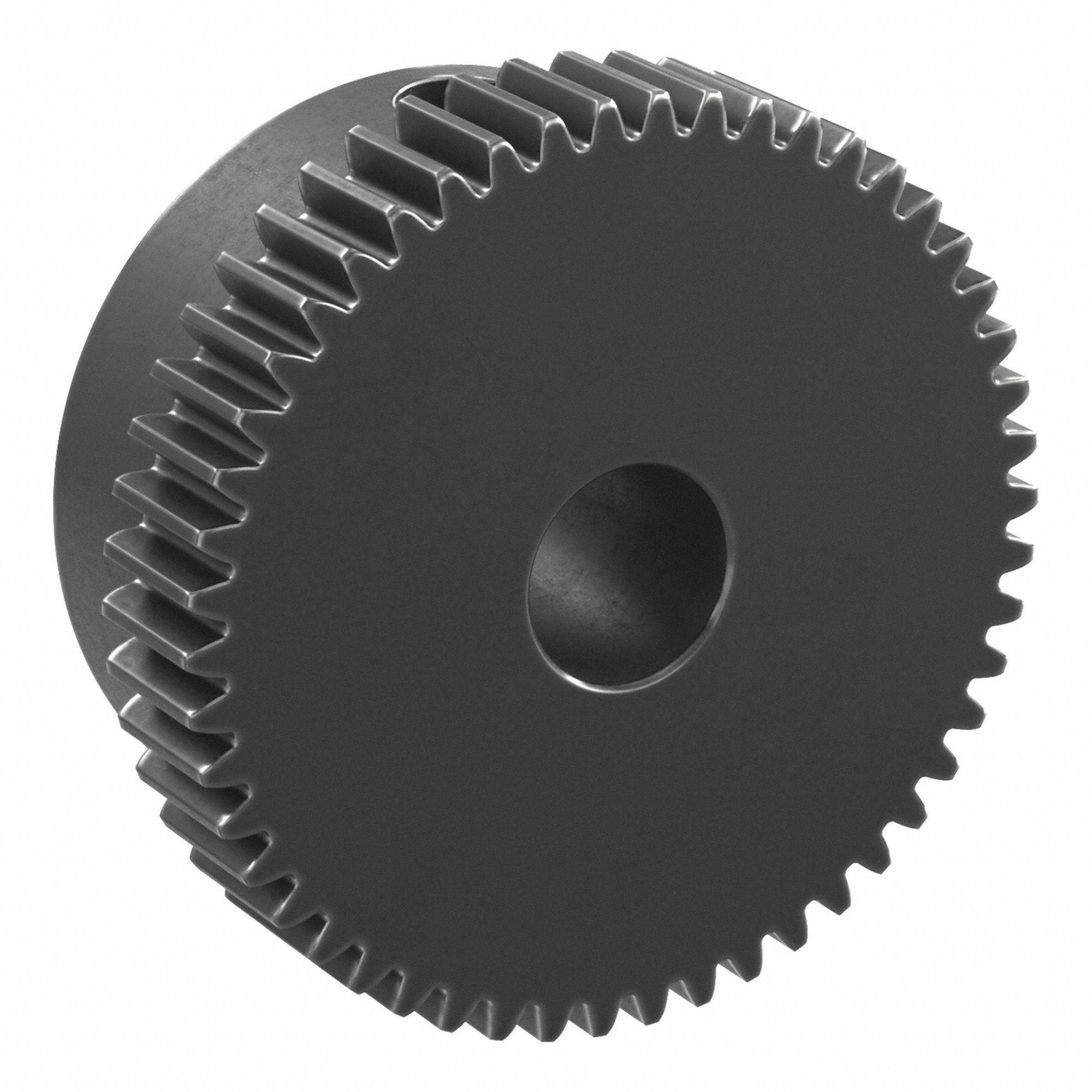 Spur Gear: Module m 0.5, 50 Teeth, 6 mm Bore Dia, Black Oxide Coated Carbon Steel, Plain Bore