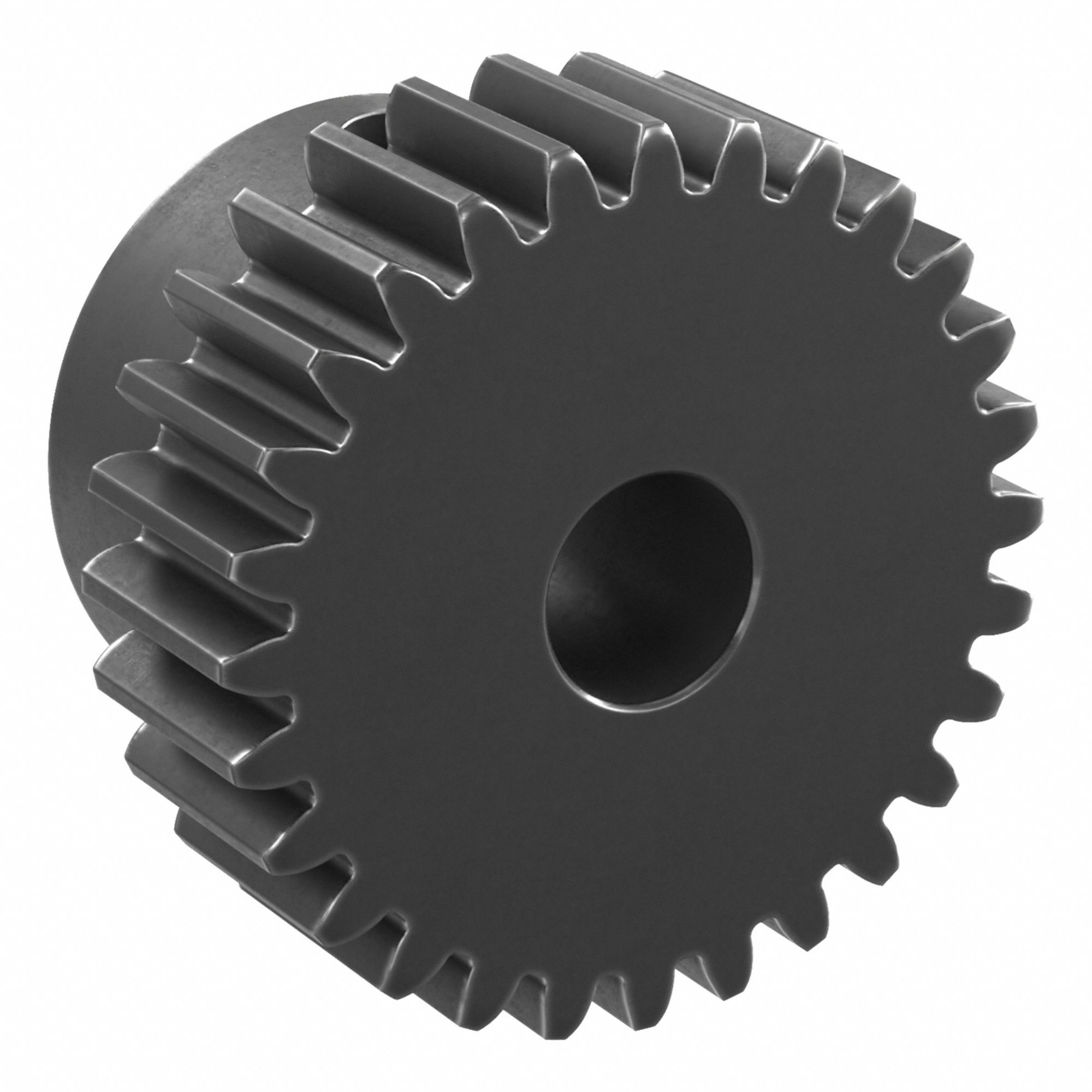 Spur Gear: Module m 0.8, 28 Teeth, 6 mm Bore Dia, Black Oxide Coated Carbon Steel, Plain Bore
