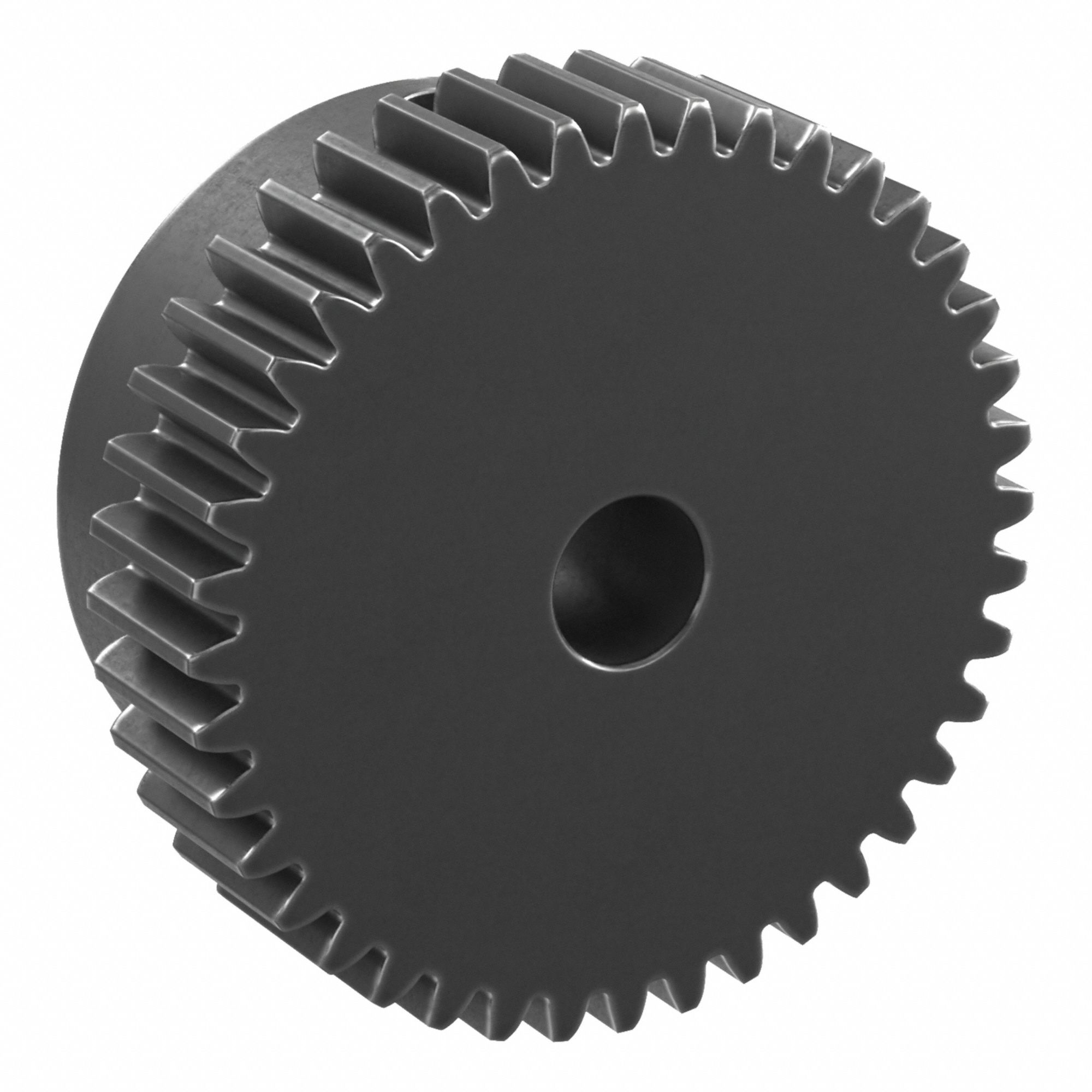 Spur Gear: Module m 0.8, 40 Teeth, 6 mm Bore Dia, Black Oxide Coated Carbon Steel, Plain Bore